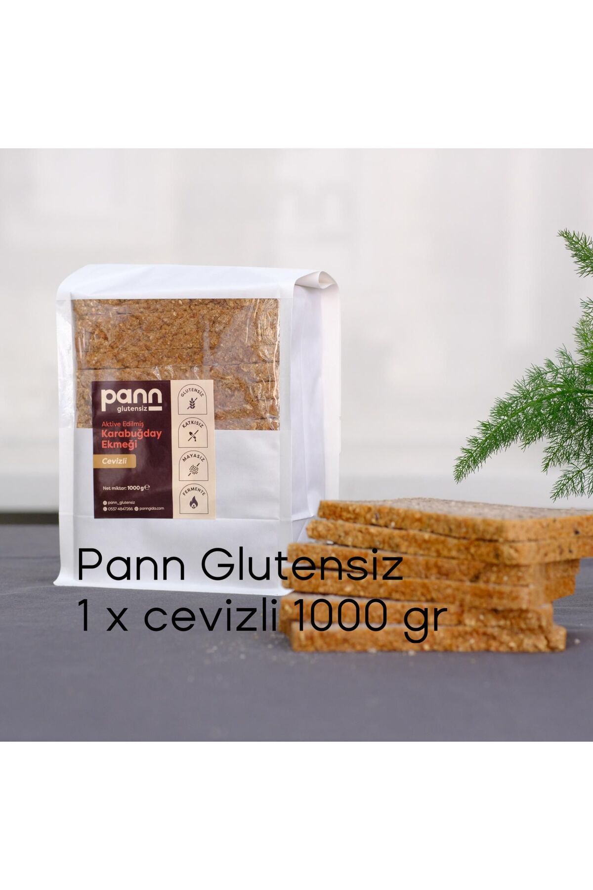 PANN Glutensiz Karabuğday Ekmeği, Cevizli_1x1000gr_mayasız, Aktive Edilmiş Karabuğday Tohumu