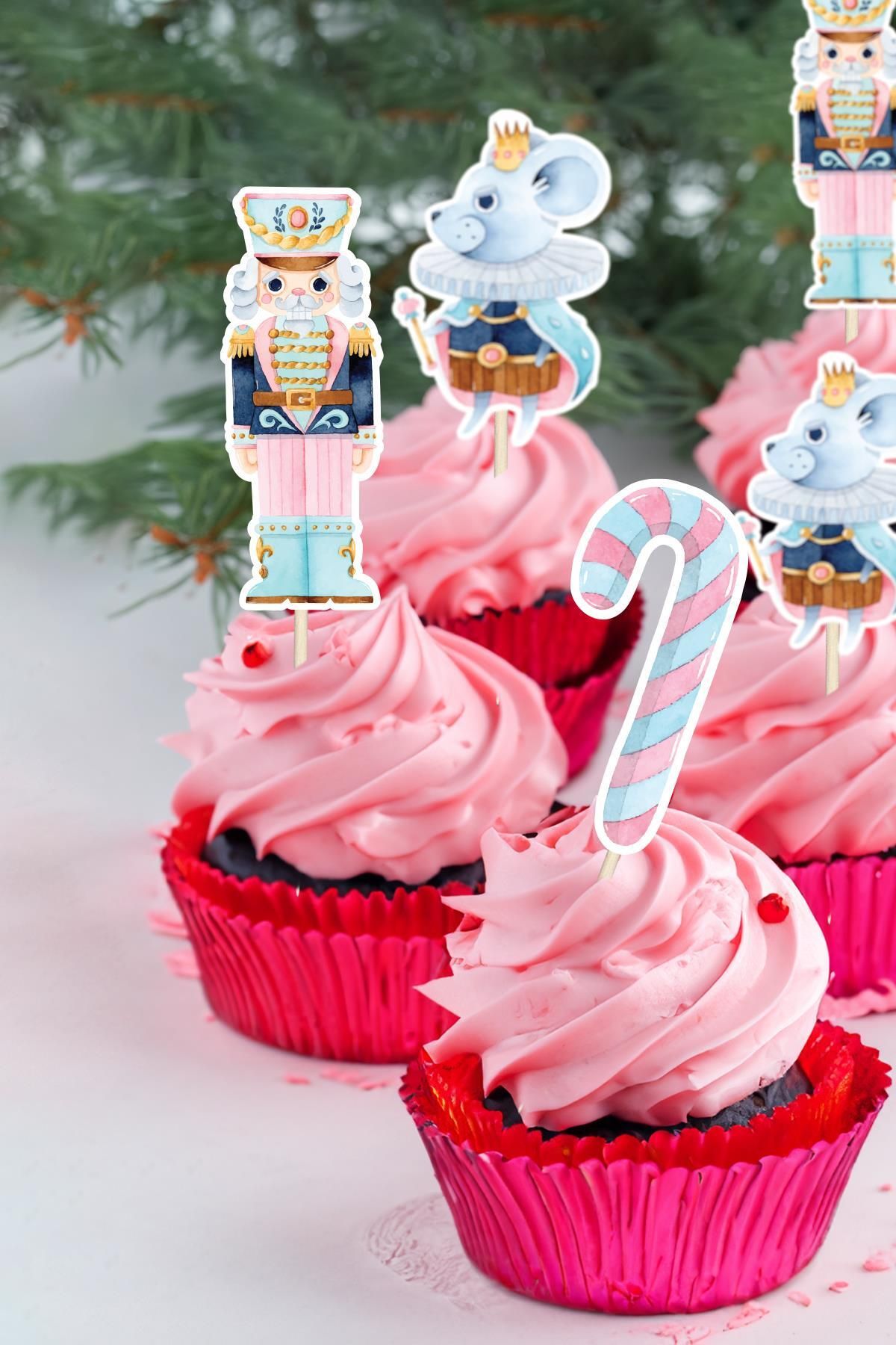 PEKSHOP Pembeli Kurşun Askerler Nutcracker Yılbaşı Yeni Yıl Kürdan Süsleri Cupcake Süsleri Lüks Büyük Boy 10
