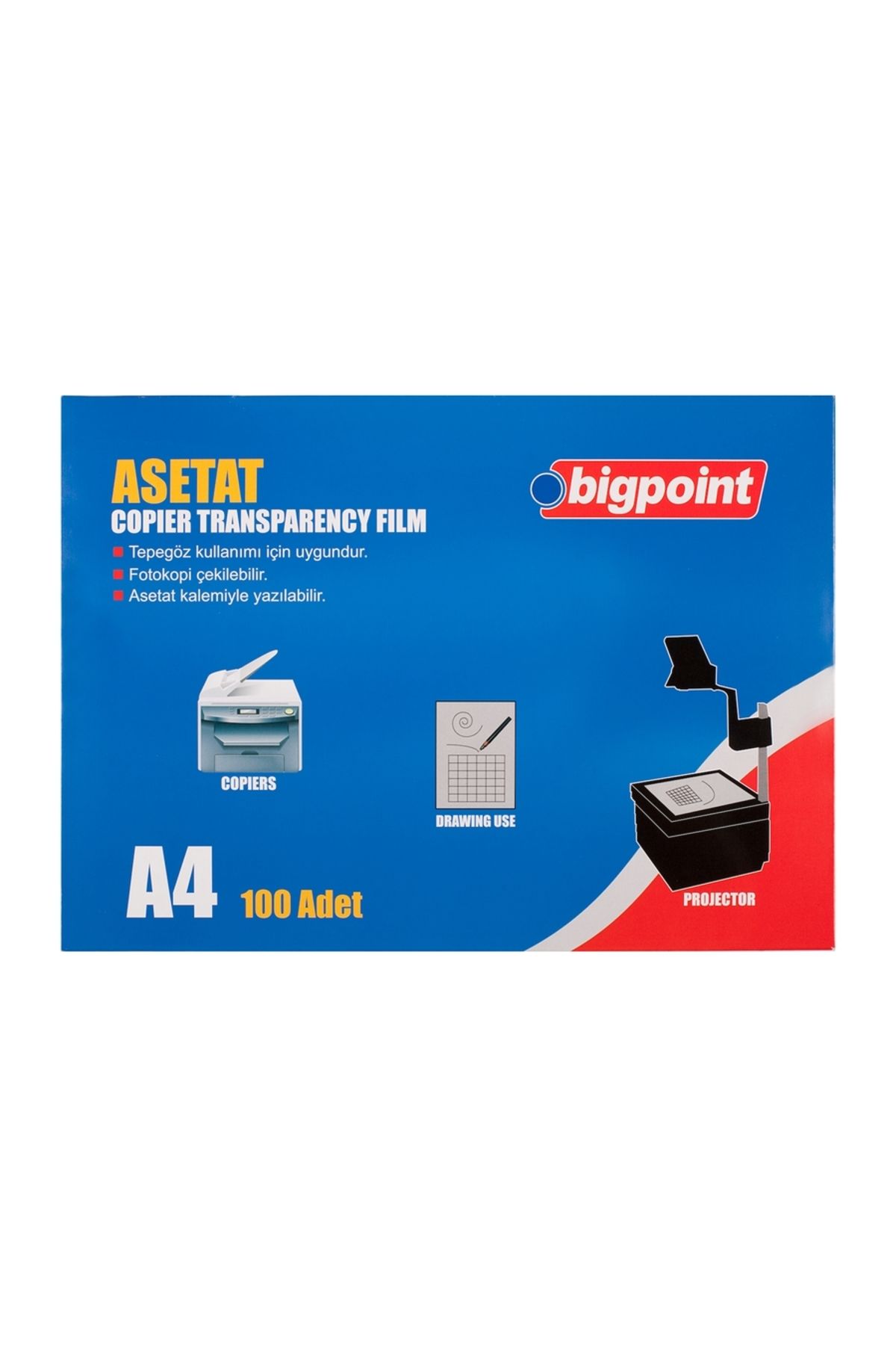 Bigpoint Fotokopi Asetatı A4 100 Mikron 200'lü Kutu