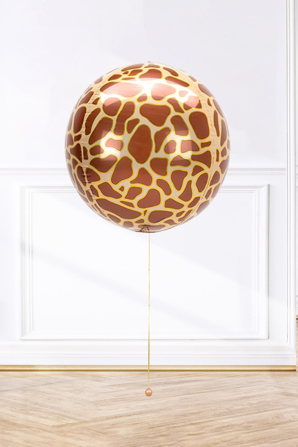 PEKSHOP Küre Zürafa Desen Folyo Balon 4D Büyük Boy 55cm