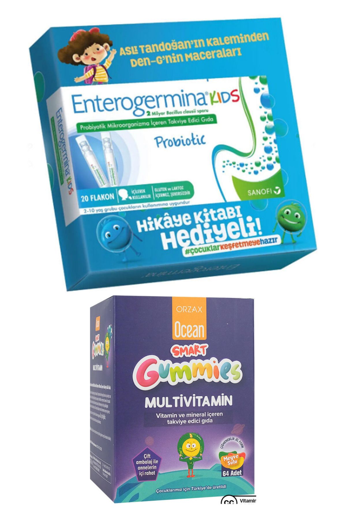 Enterogermina Kids Probiyotik 20 Flakon + Hikaye Kitabı + Ocean Smart Gummies Multivitamin 64'lu