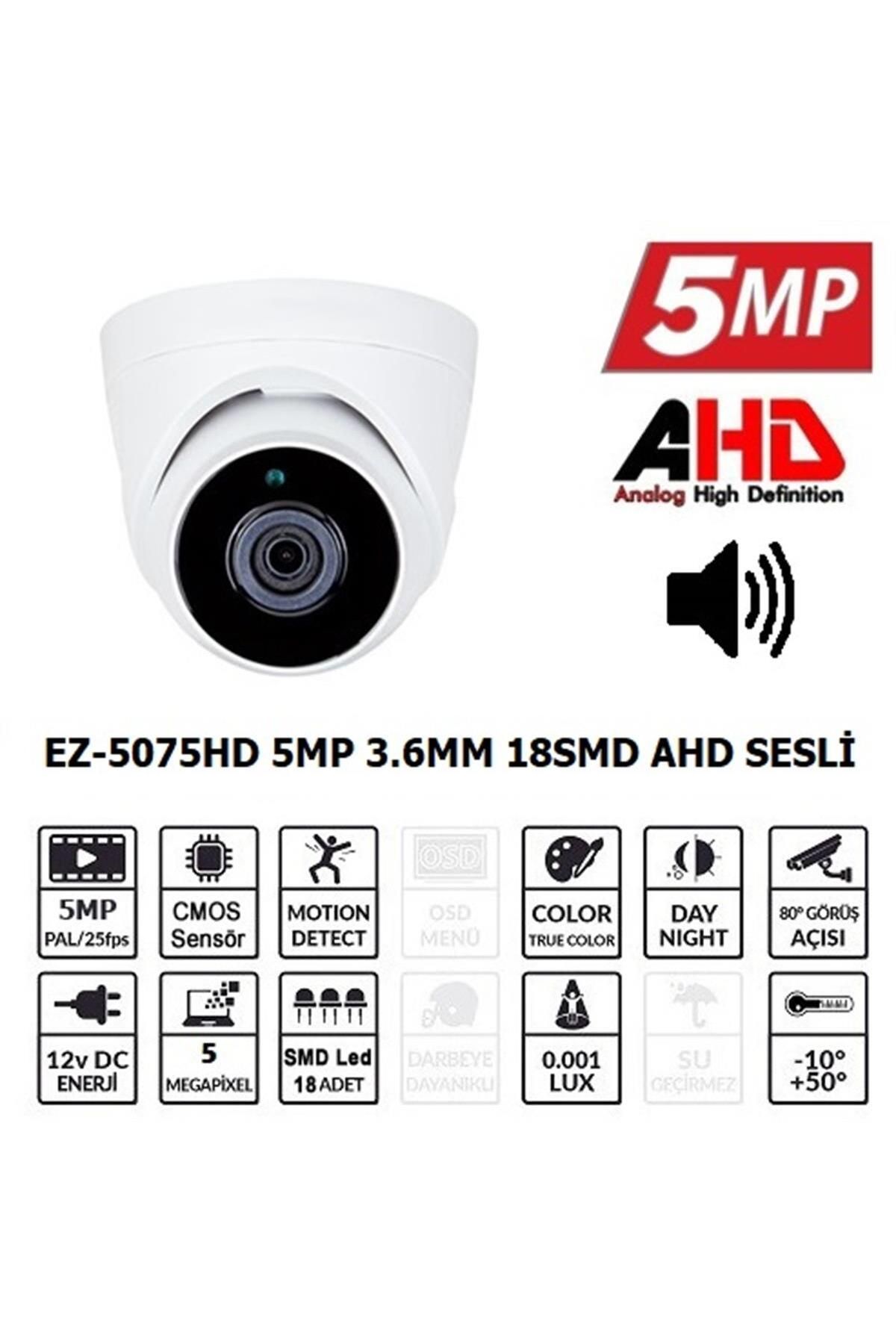 Genel Markalar Ez-5075hd 5mp 3.6mm Lens Ahd Dome Kamera