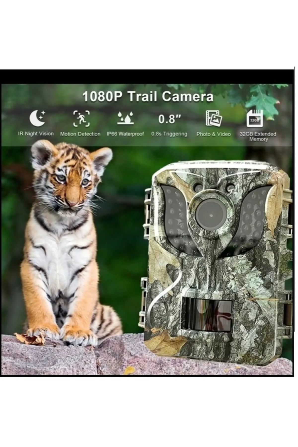 JUNGLEE Fotokapan Kamera 16mp Full Hd 1080p Gece Görüşlü 2 Inç Lcd Ekran Su Geçirmez Trail Camera