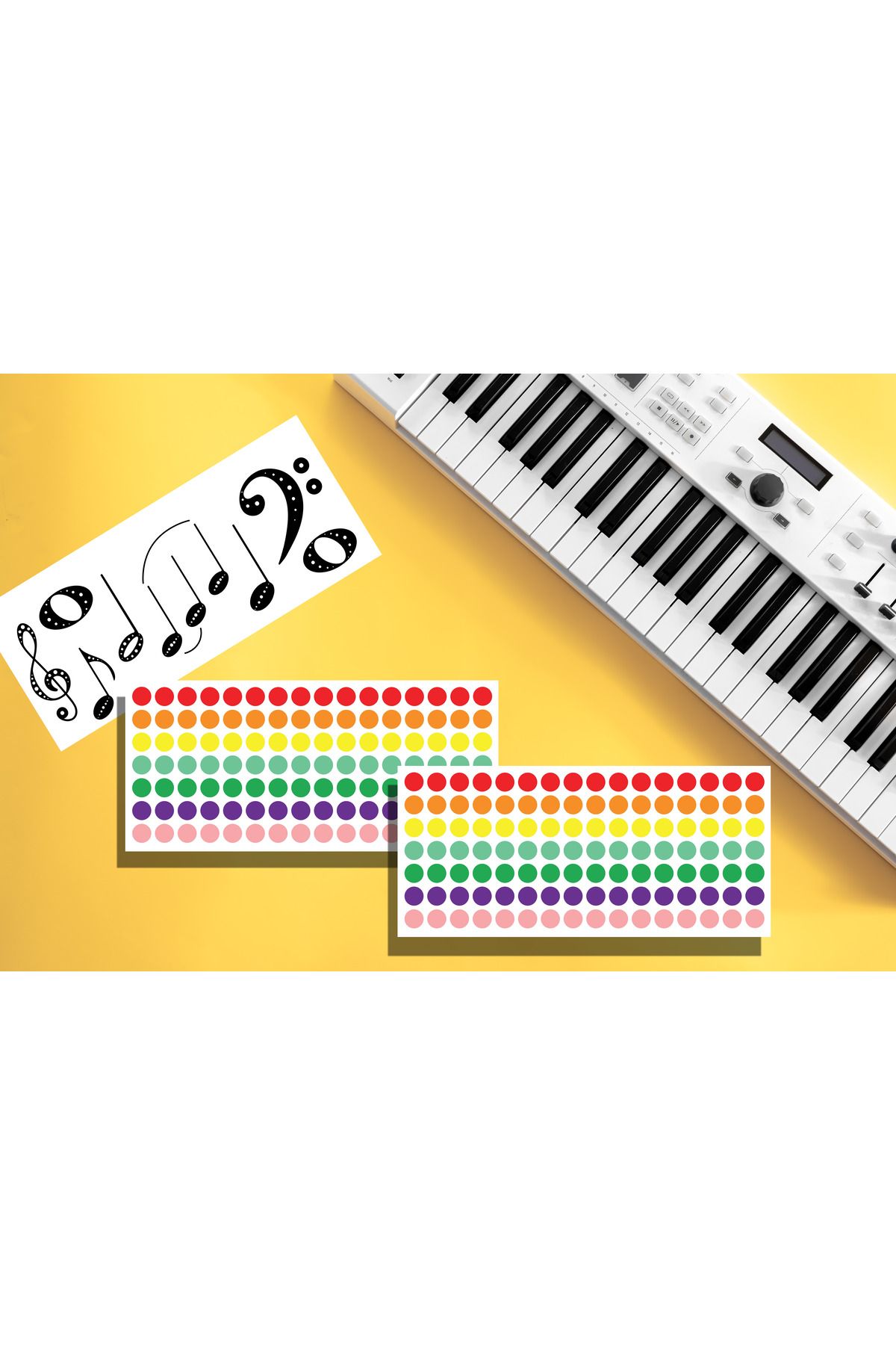 Pink Swan Craft Piyano Org Klavye Akordiyon Melodika Piano Tuşları Yazısız Sticker Etiketi 232 Adet