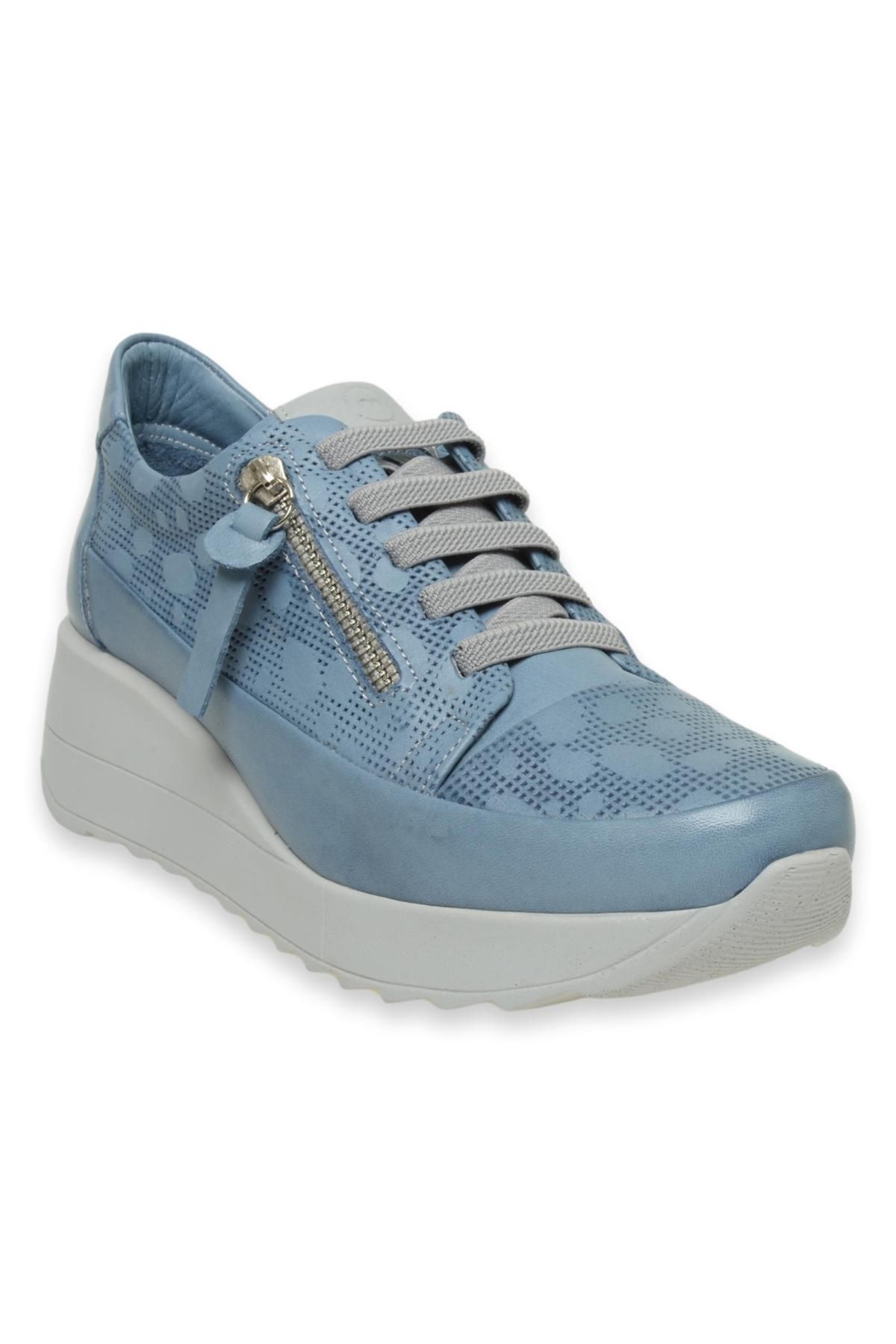 Mammamia D24Ya-3730Z Dolgu Topuklu Mavi Kadın Ayakkabı