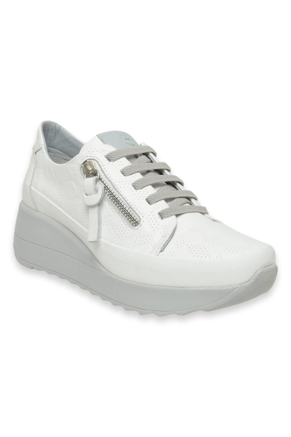 Mammamia D24Ya-3730Z Dolgu Topuklu Beyaz Kadın Ayakkabı