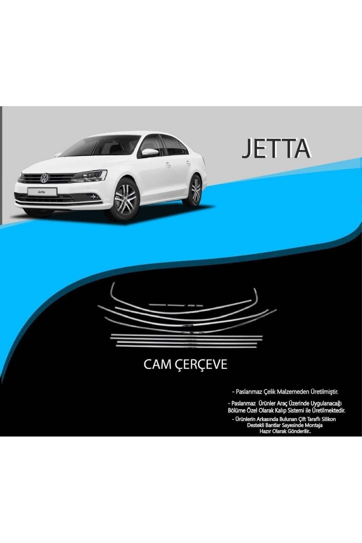 Volkswagen Jetta Uyumlu Krom Cam Çerçevesi 2014-2018 Model 12 Parça