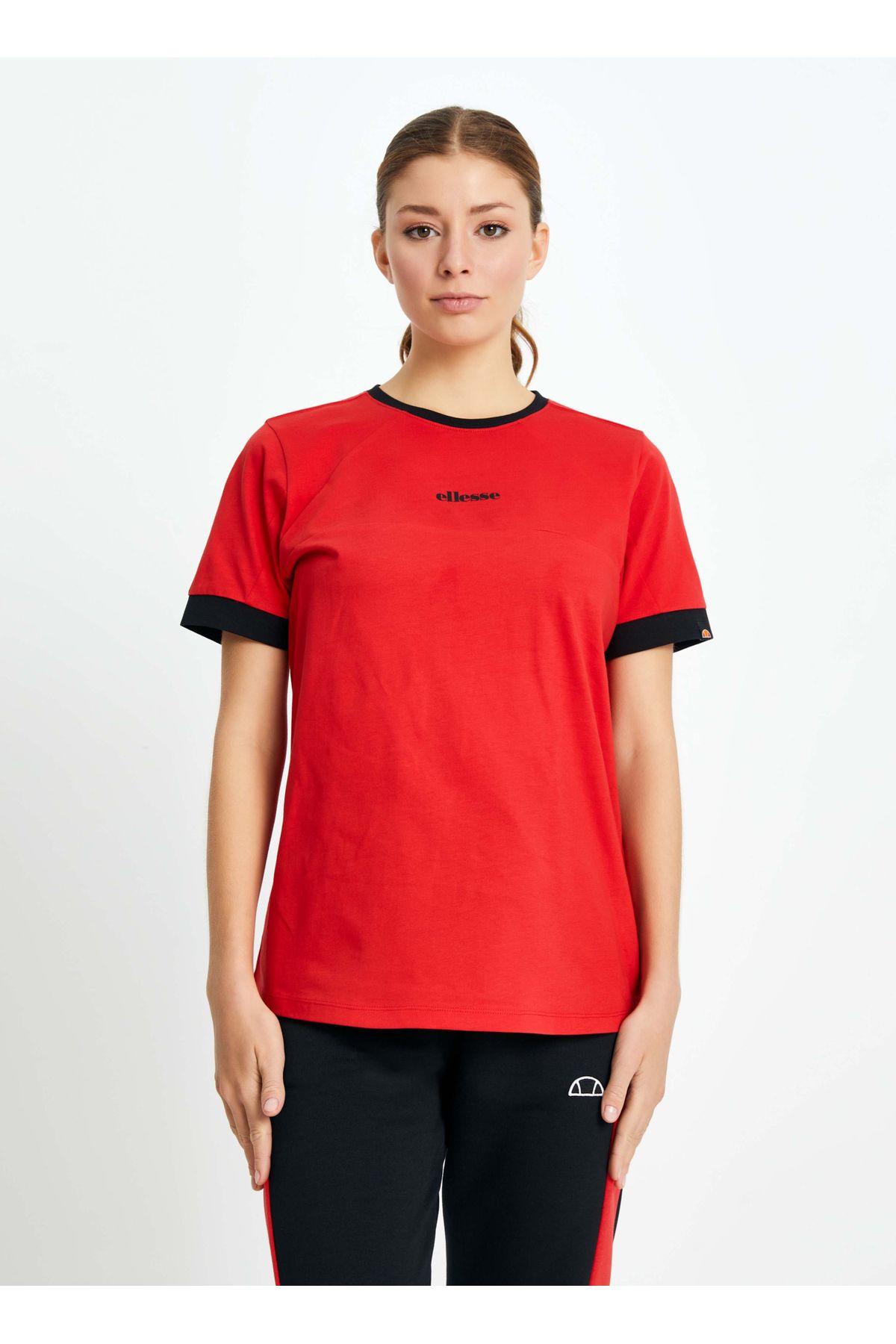 Ellesse Kırmızı Kadın Bisiklet Yaka T-Shirt EF145-RD