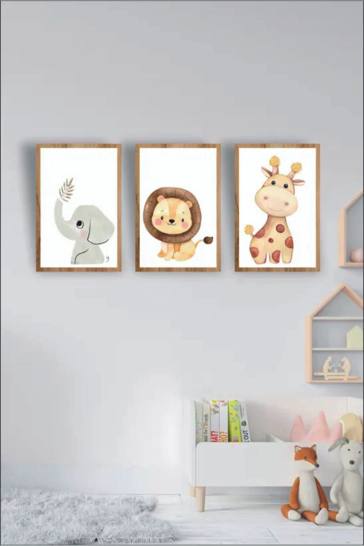 hediyesepetin Çocuk Odası Safari Dekoratif Retro Mdf Tablo ( Çerçeve Görünümlü )