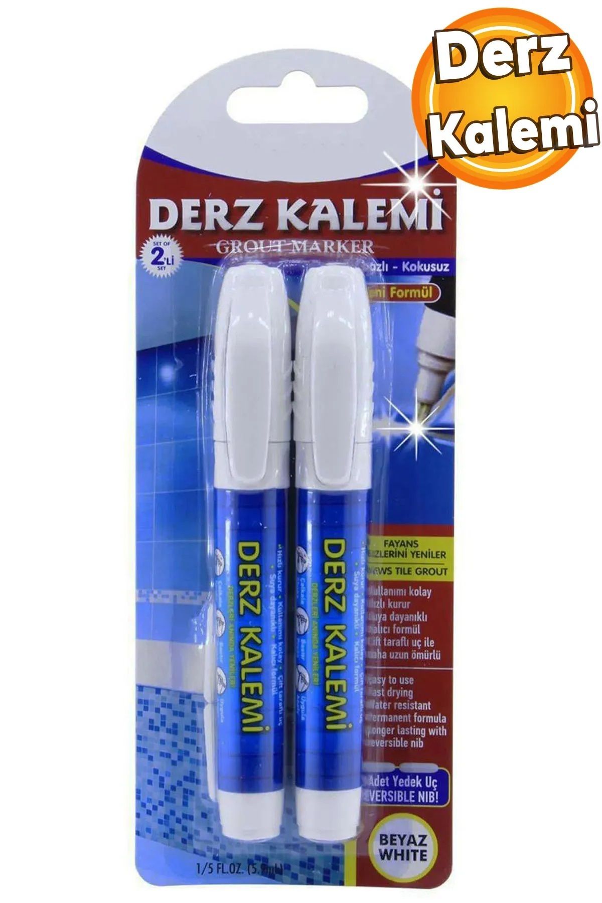 NZB 2'li Fayans Derz Dolgu Kalemi Hızlı Kuruyan Su Bazlı Kokusuz Derz Yenileme kalemi beyaz