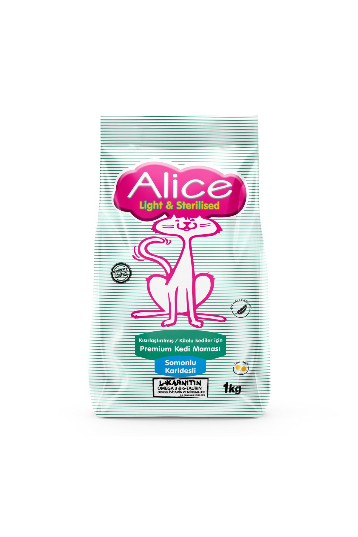 Alice Light & Sterilised - Kısırlaştırılmış / Kilolu Kediler Için Premium Mama Somonlu Karidesli 1kg