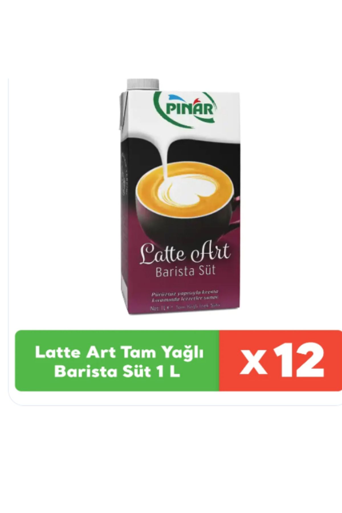 Pınar Latte Art Tam Yağlı Barista Süt 1 L x 12 adet