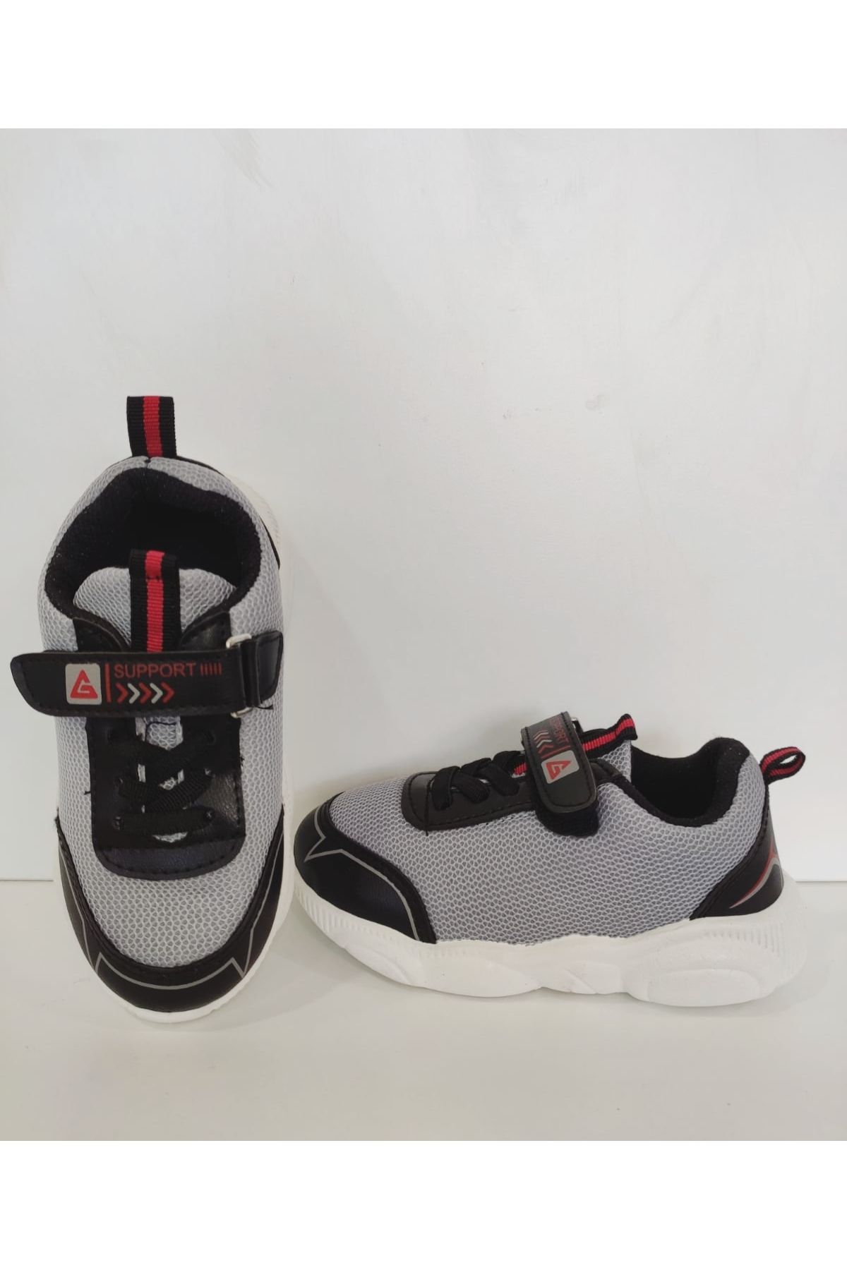 Gezer siyah Erkek Çocuk Spor Sneakers Kaydırmaz Tabanlı Cırt Cırtlı Ayakkabı