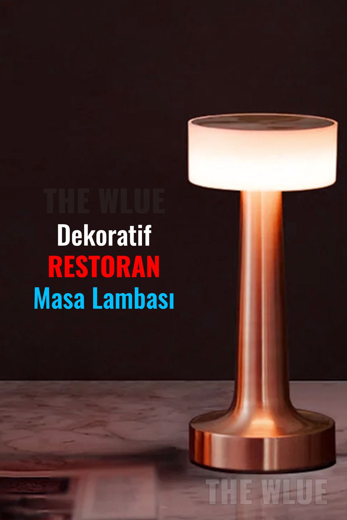 The Wlue Şarjlı Dokunmatik Metal Restoran Masa ve Gece Lambası Yemek Işığı Ayarlanabilir Parlaklık