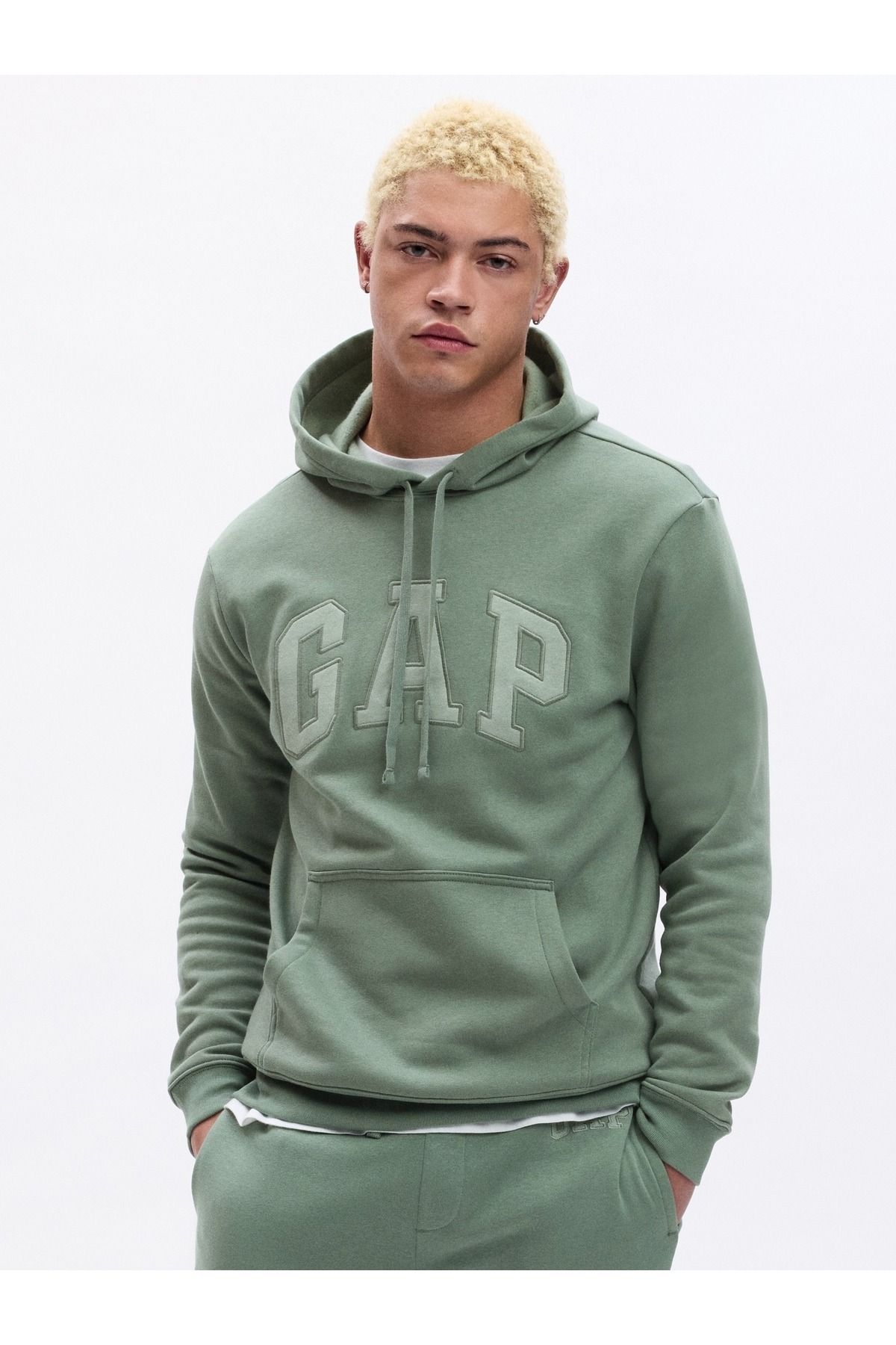 GAP Erkek Yeşil Gap Logo Fleece Sweatshirt