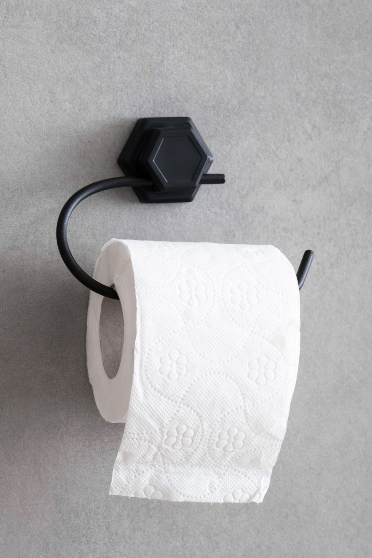 EVSTYLE Altıgen Yapışkanlı Siyah Açık Tuvalet Kağıtlığı Wc Kağıtlık Tutucu Peçetelik