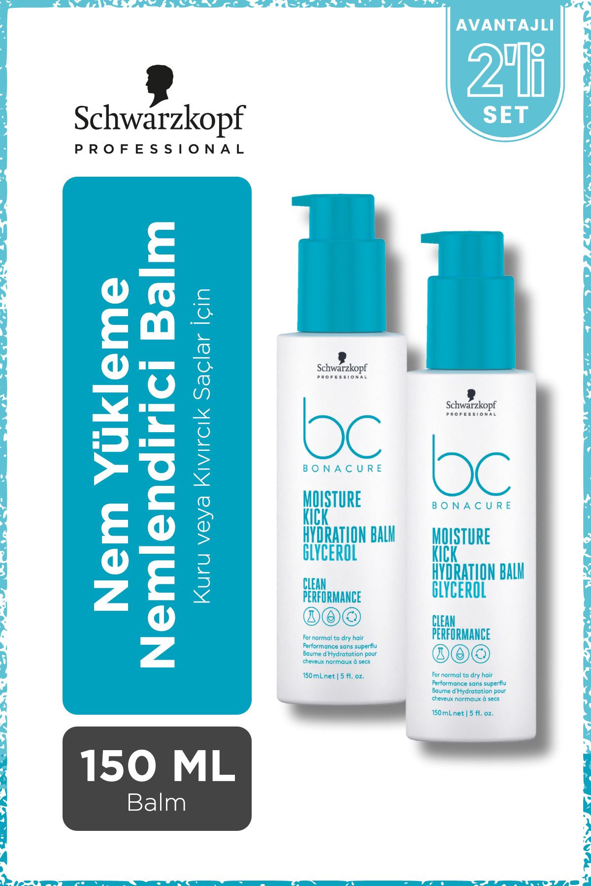 Bonacure BC Clean Nem Yükleme Nemlendirici Balm 150ml x 2 Adet - Kuru ve Kıvırcık Saçlar İçin