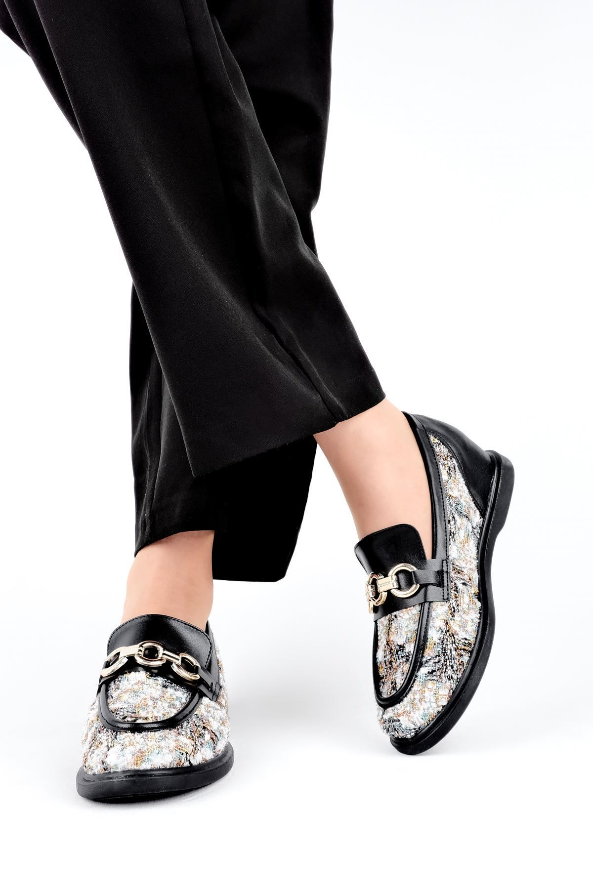 LAL SHOES & BAGS Papatya Gizli Topuk Toka Detay Kadın Günlük Ayakkabı-siyah