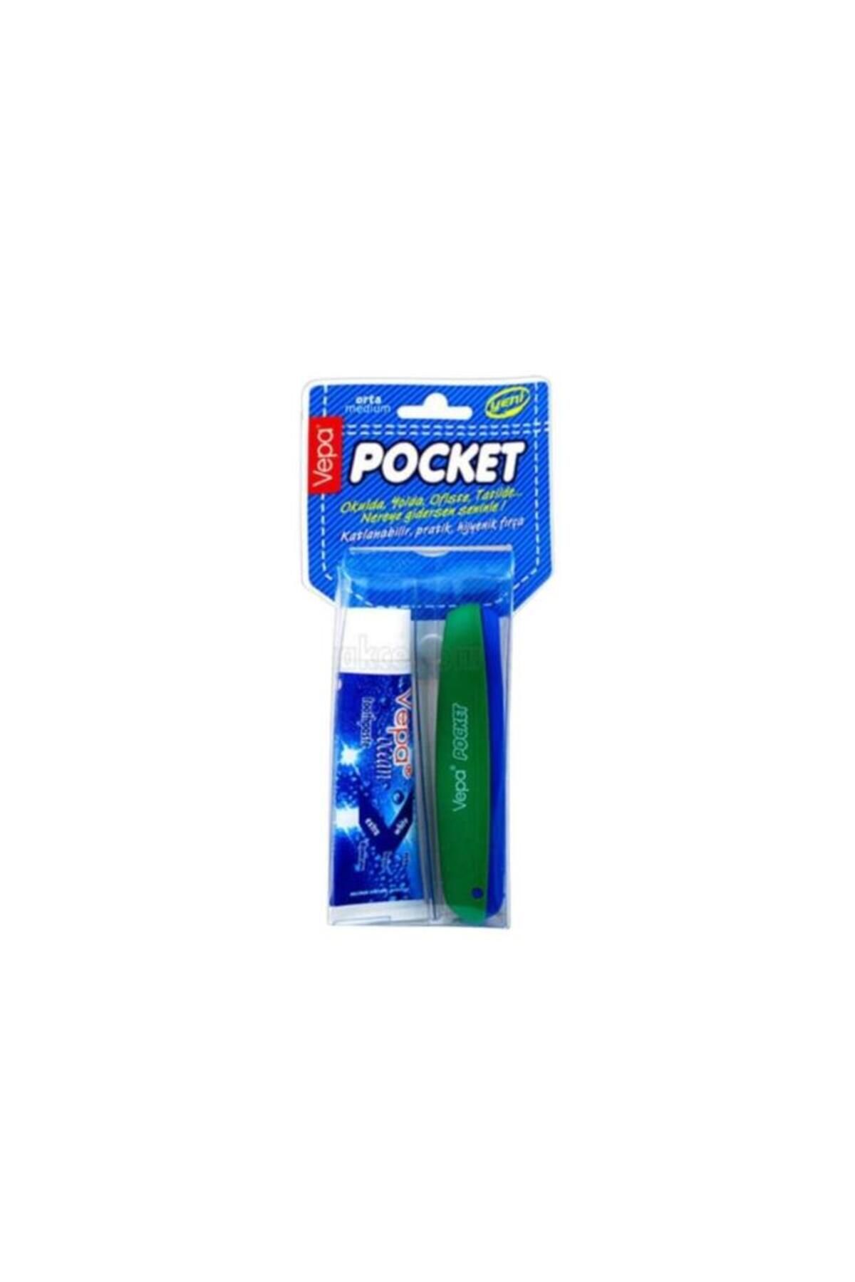 Vepa Pocket Diş Fırçası Macunlu Seyehat Boy Yeşil