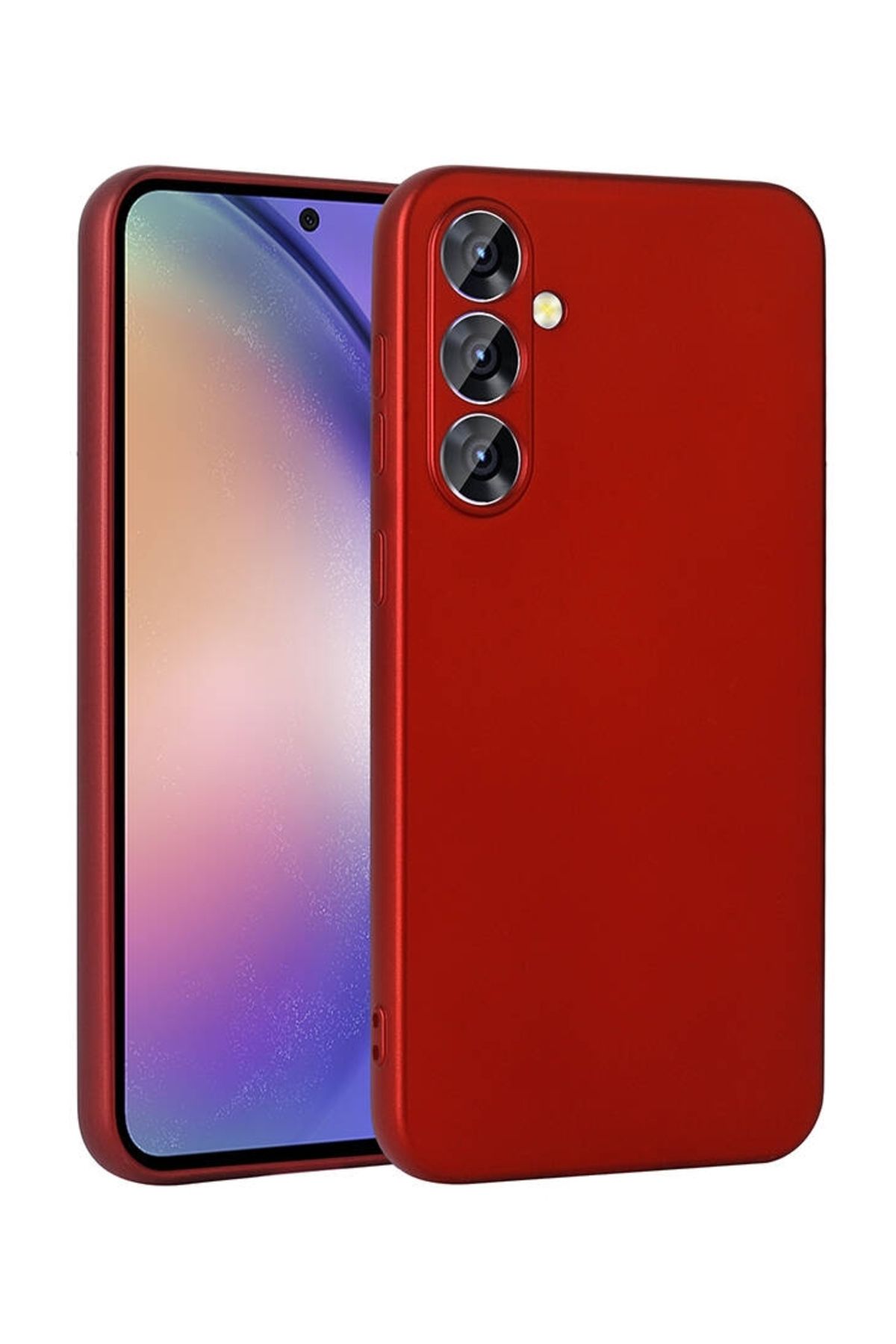 Mobilcadde Samsung Galaxy A55 Mat Kırmızı Silikon Kılıf