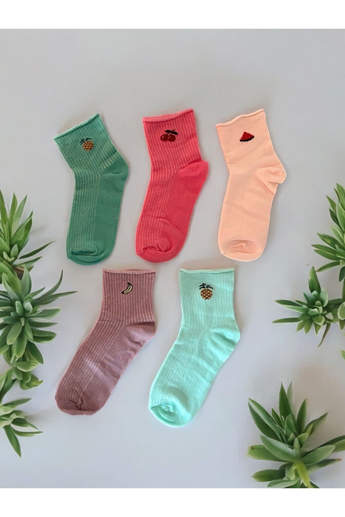 MORS TEX Kadın 5 Çift Soket Mevsimlik Meyveli Parfümlü Çorap