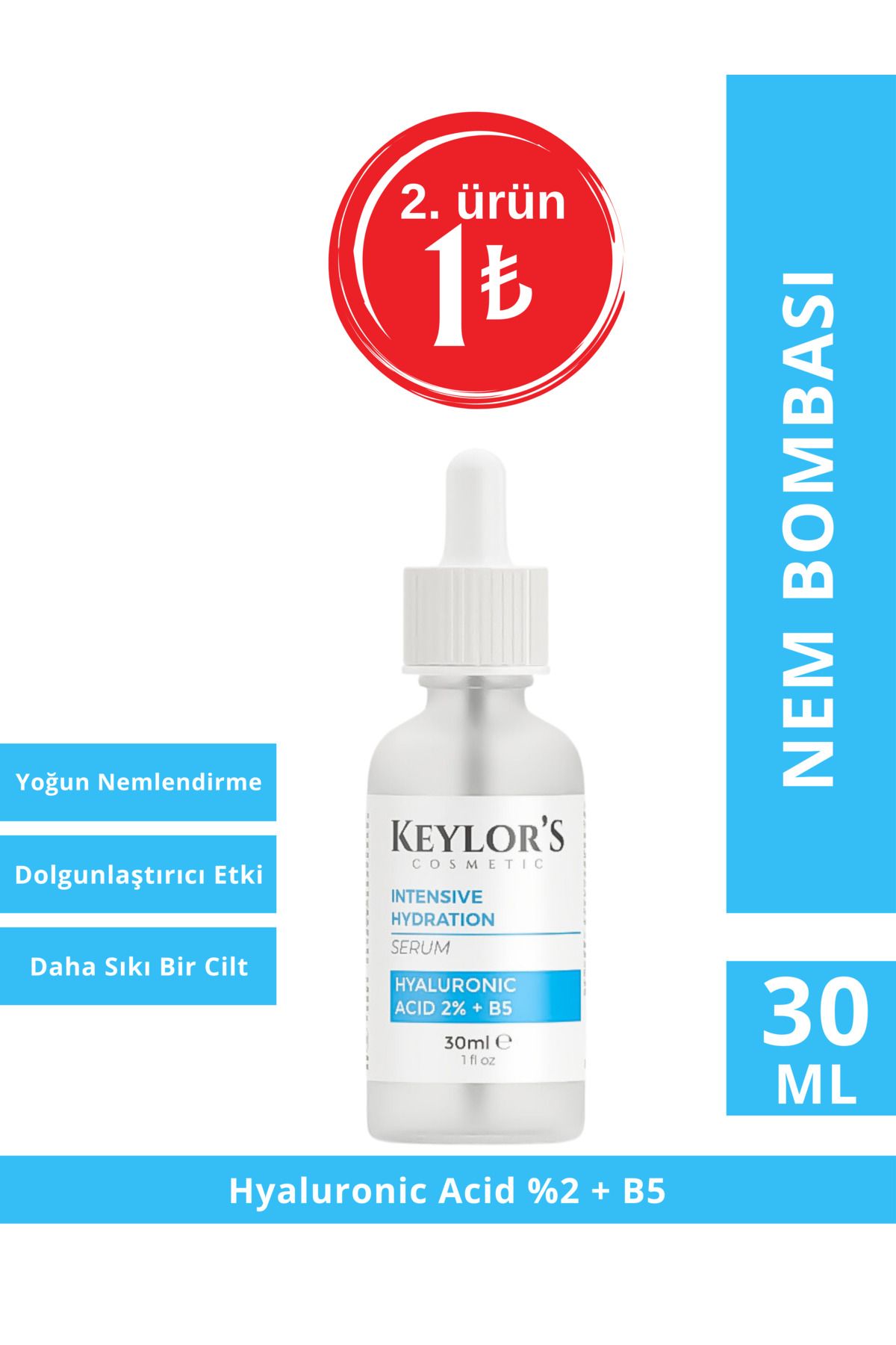 Keylor's Cosmetic Hyaluronik Asit | Yoğun Nemlendirme Ve Dolgunlaştırıcı Etkili Yenileyici Cilt Bakım Serumu