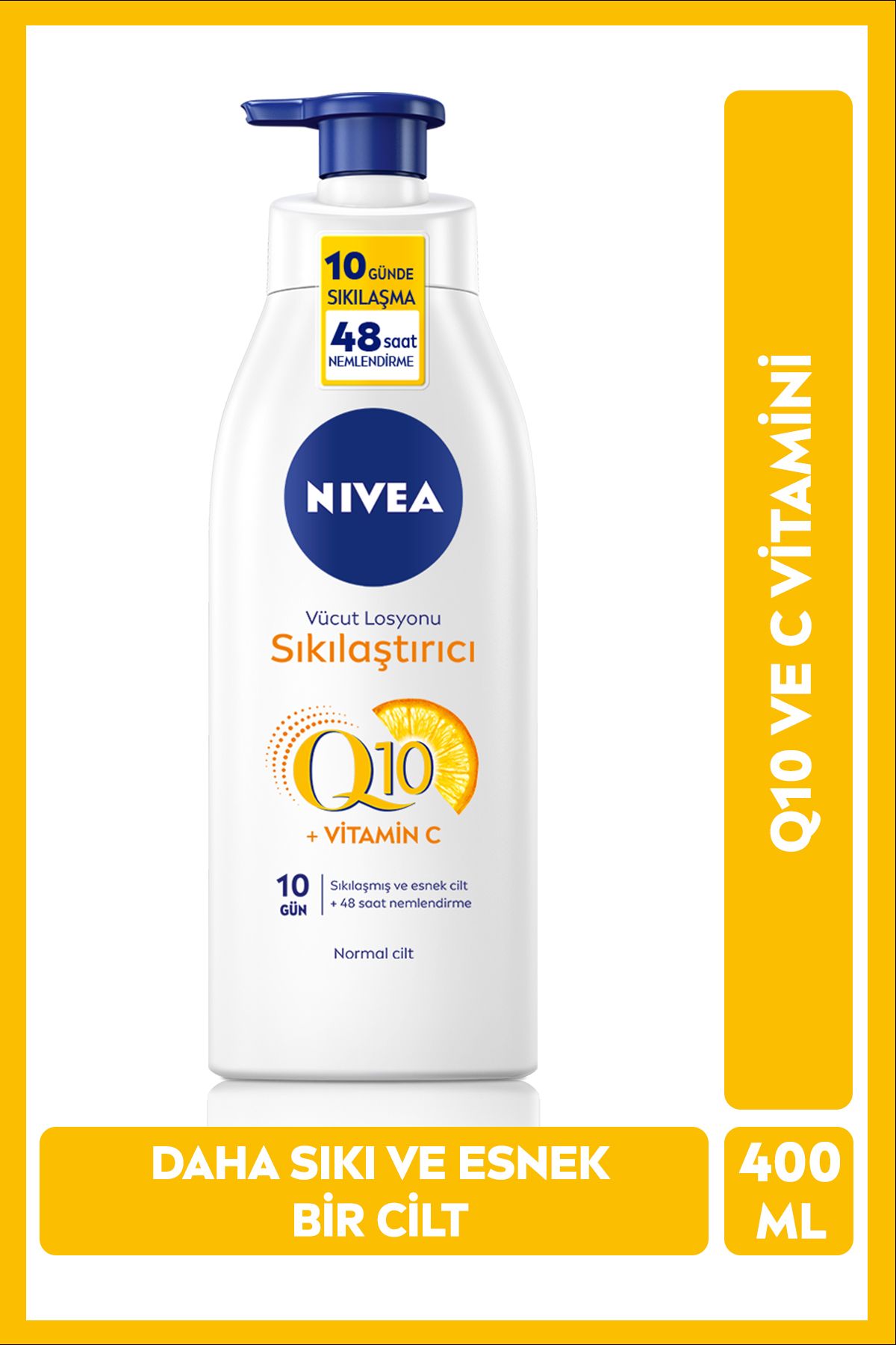 NIVEA Q10 Sıkılaştırıcı Vücut Losyonu 400ml Avantajlı Boy,vitamin C,48 Saat Nemlendirme,10 Günde Sıkılaş