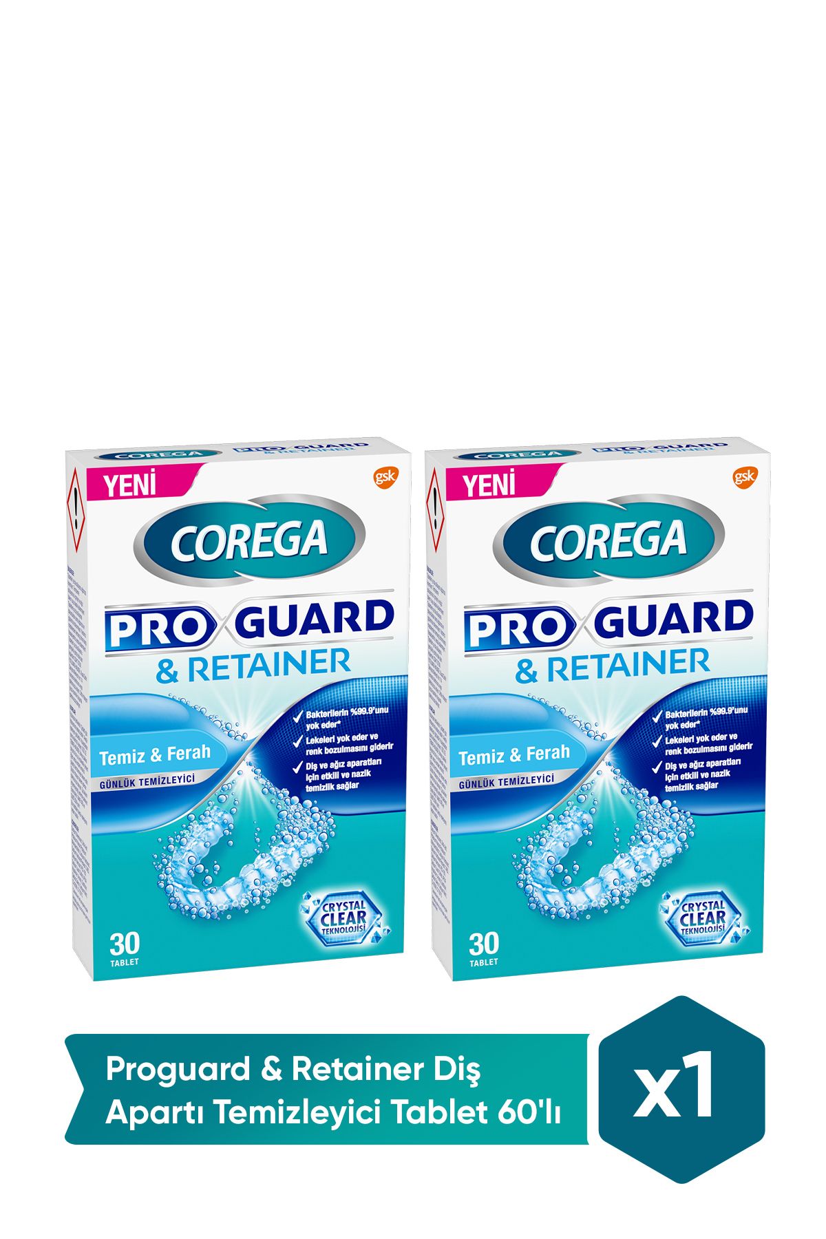 Corega Proguard & Retainer Diş Apartı Temizleyici Tablet 60'lı Cbkshop