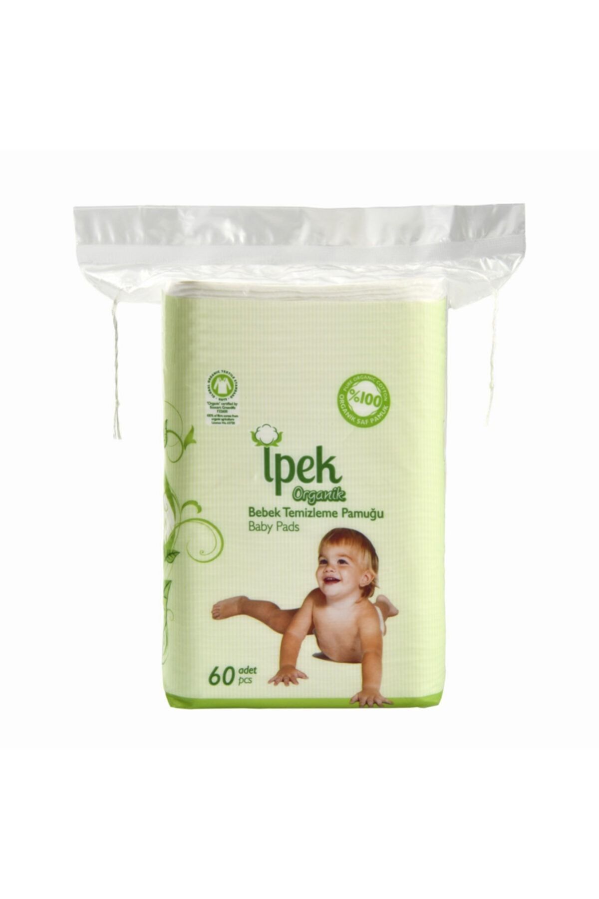 İpek Ipek Organik Bebek Temizleme Pamuğu - 60 Adetli - Pamuk