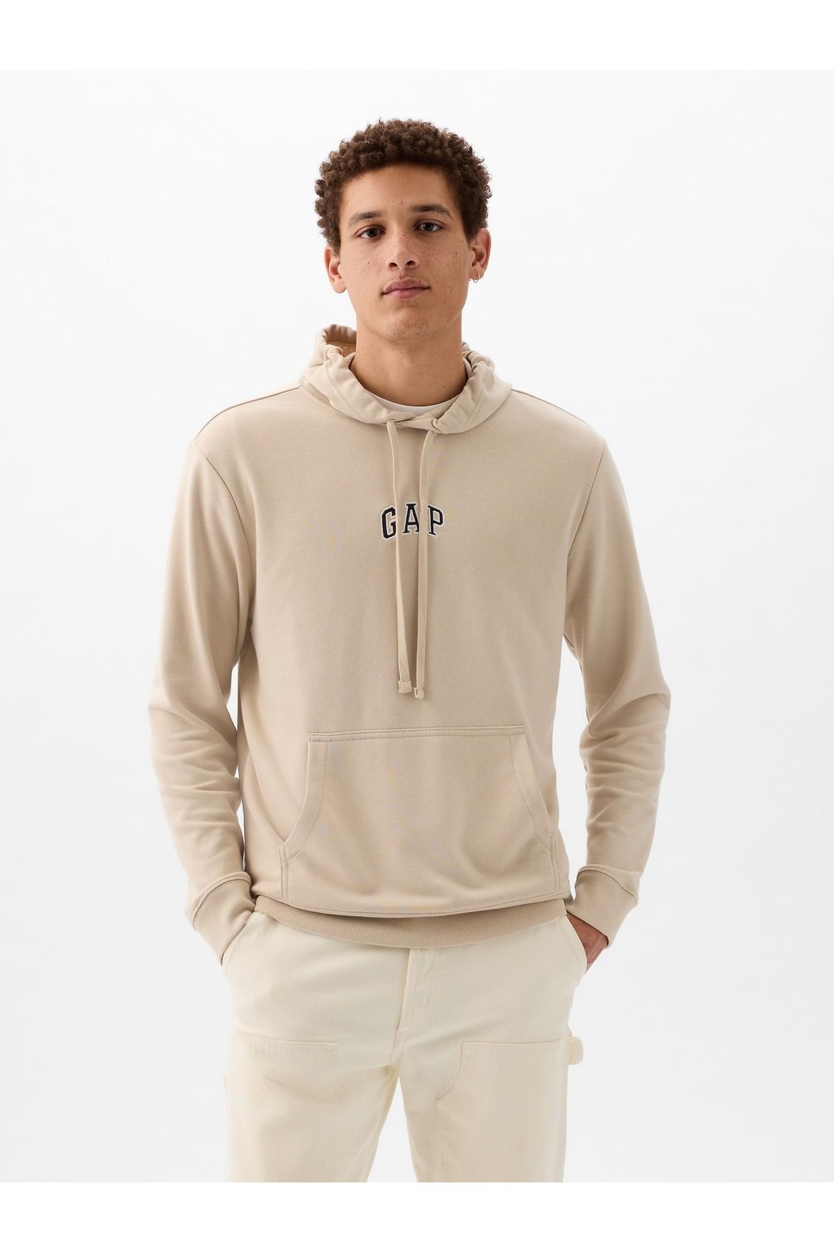 GAP Erkek Bej Gap Logo Fransız Havlu Kumaş Sweatshirt