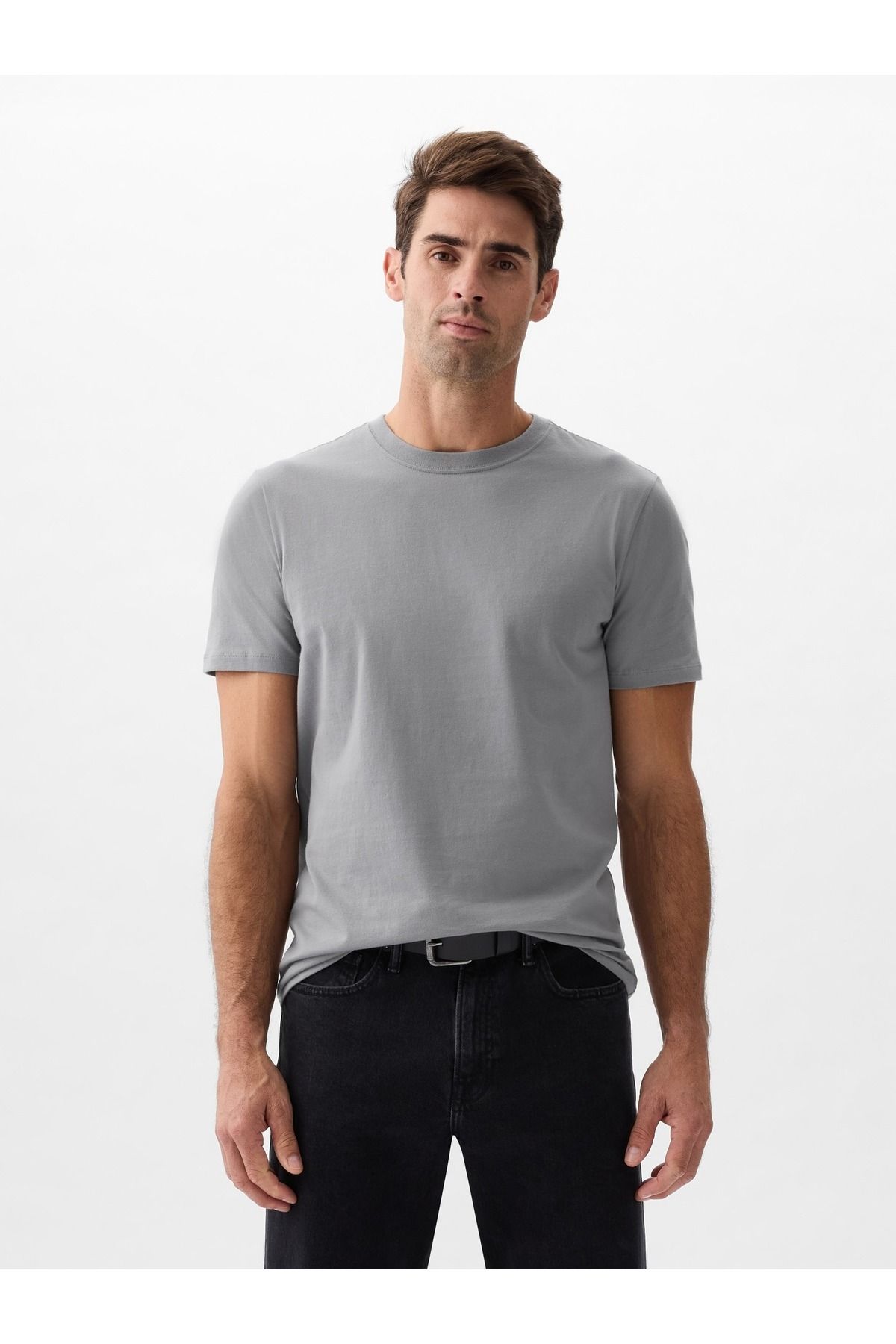 GAP Erkek Gri Everyday Soft Sıfır Yaka T-Shirt