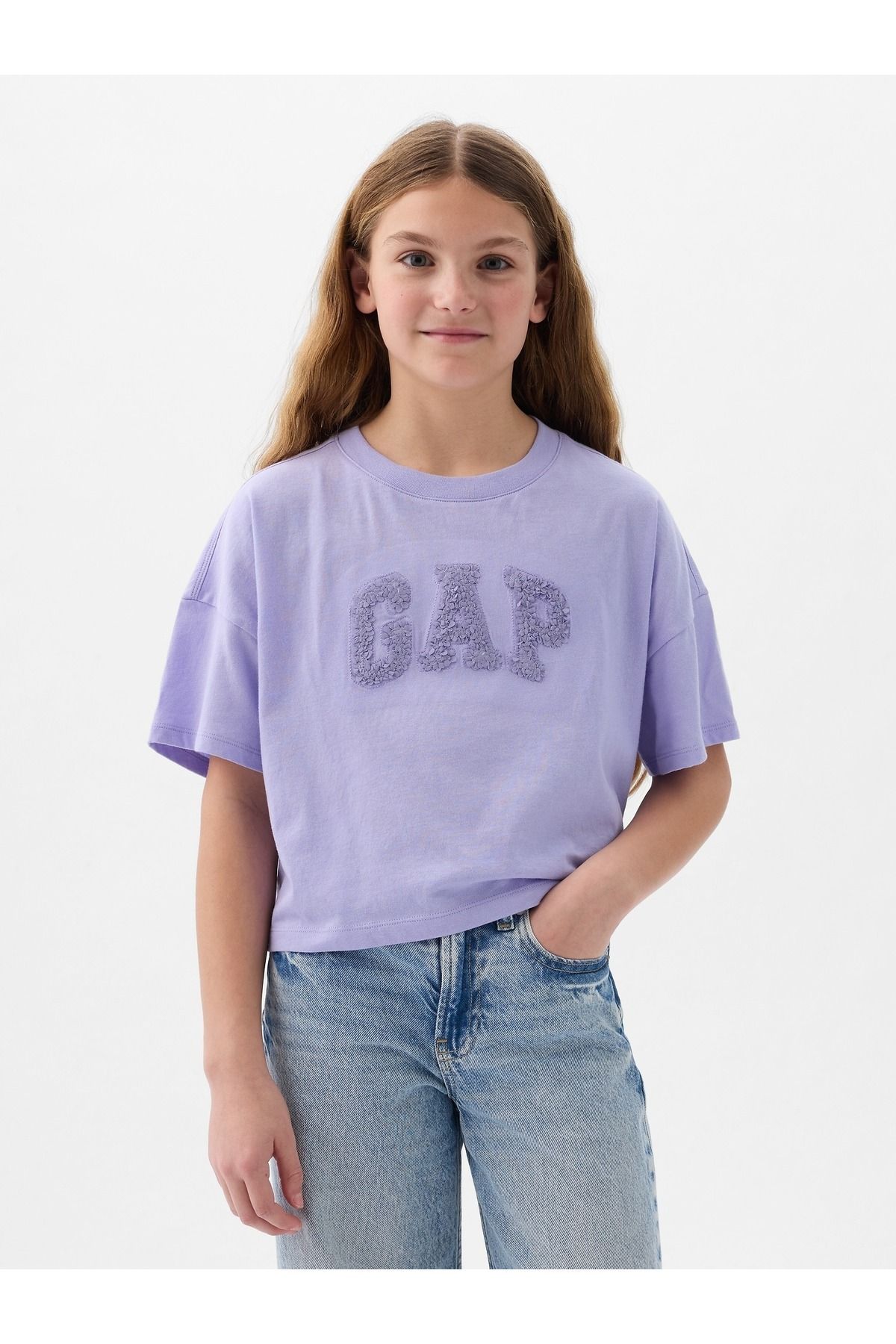 GAP Kız Çocuk Lila Grafikli T-Shirt