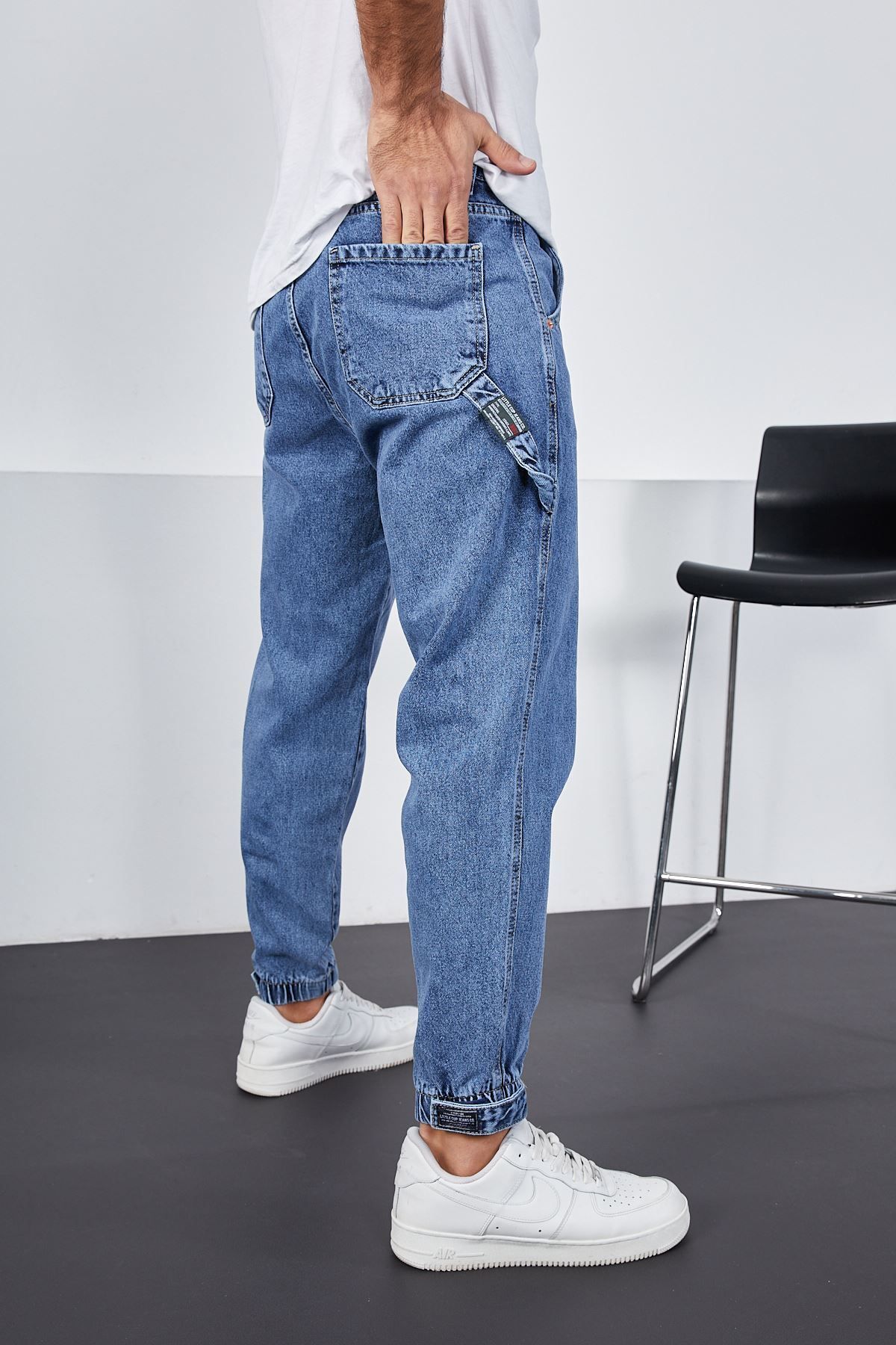 LTC Jeans Erkek Açık Mavi Baggy Fit Rahat Kalıp Paçası Lastikli Ve Cırtlı Pantolon