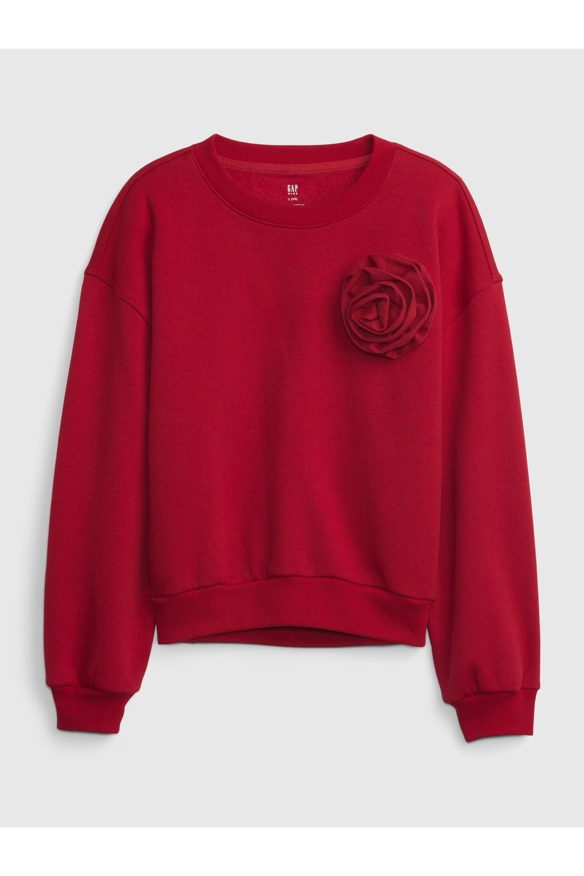 GAP Kız Çocuk Kırmızı Çiçek Motifli Sweatshirt
