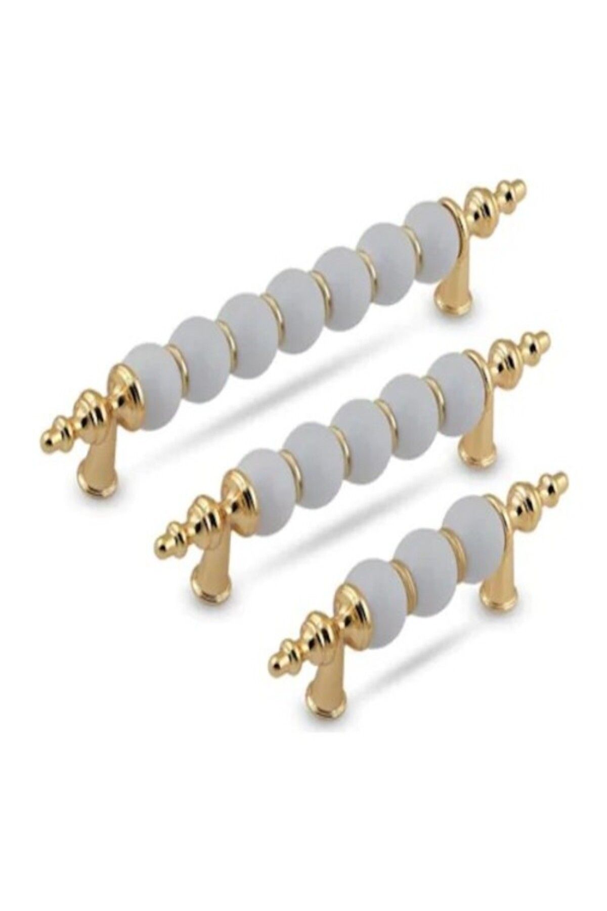 YAREN METAL Polimer Boncuk Lüks Modern Dolap Çekmece Kulpları (224 Mm )22,4 cm Altın Boncuk
