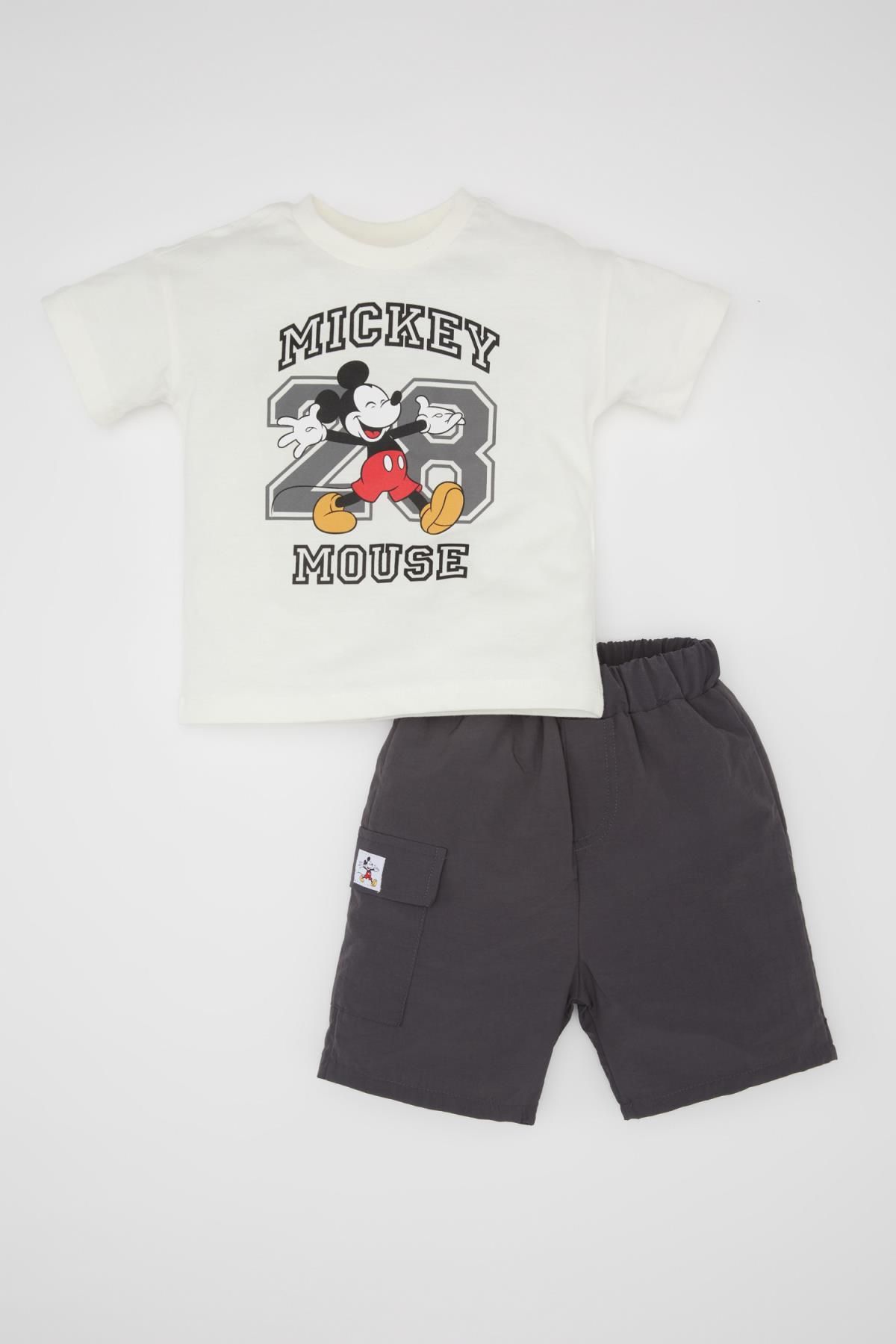 Defacto Erkek Bebek Disney Mickey & Minnie Kısa Kollu Tişört Şort 2'li Takım C5350a524sm