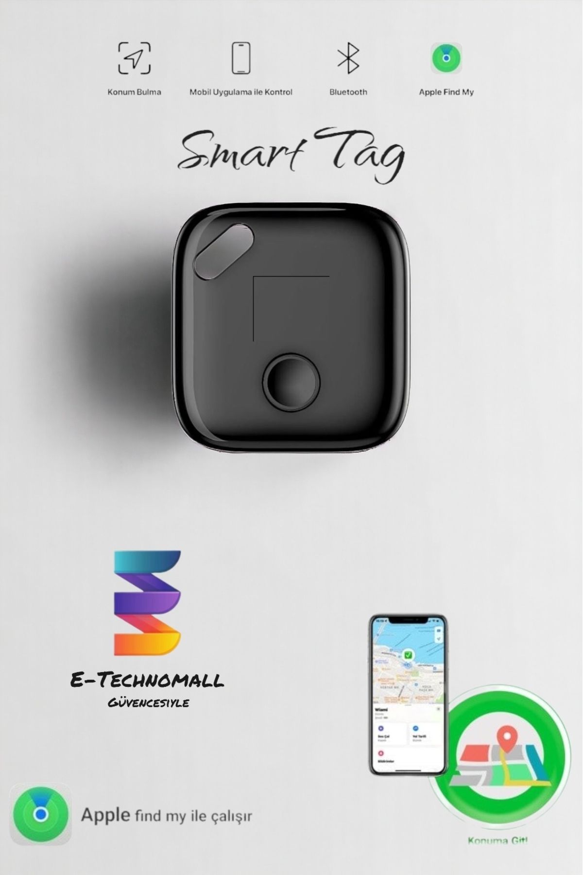 E-TECHNOMALL Smart Tag Akıllı Takip Cihazı AİR TAG