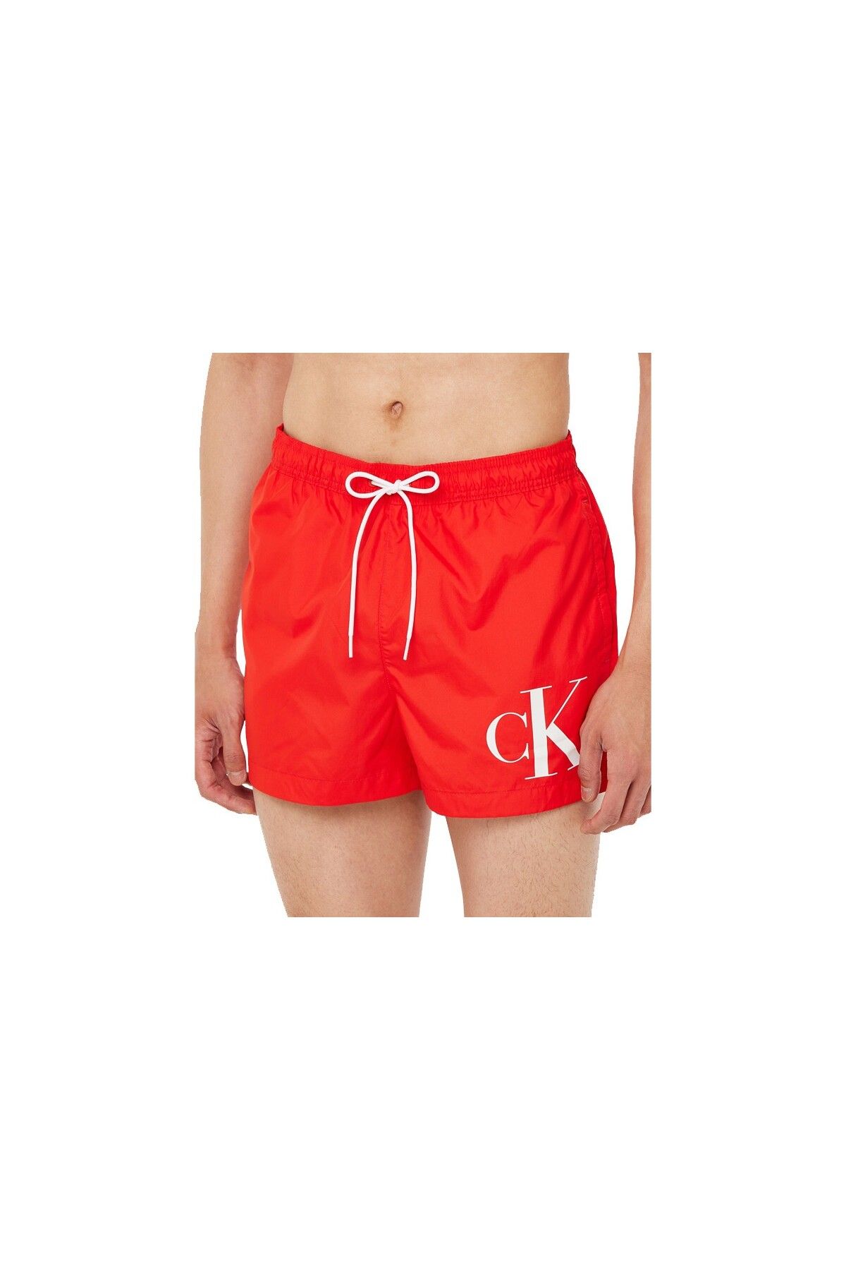 Calvin Klein Erkek Çabuk Kuruyan Kumaşlı Normal Kesim Kırmızı Deniz Şortu KM0KM00967-XM9