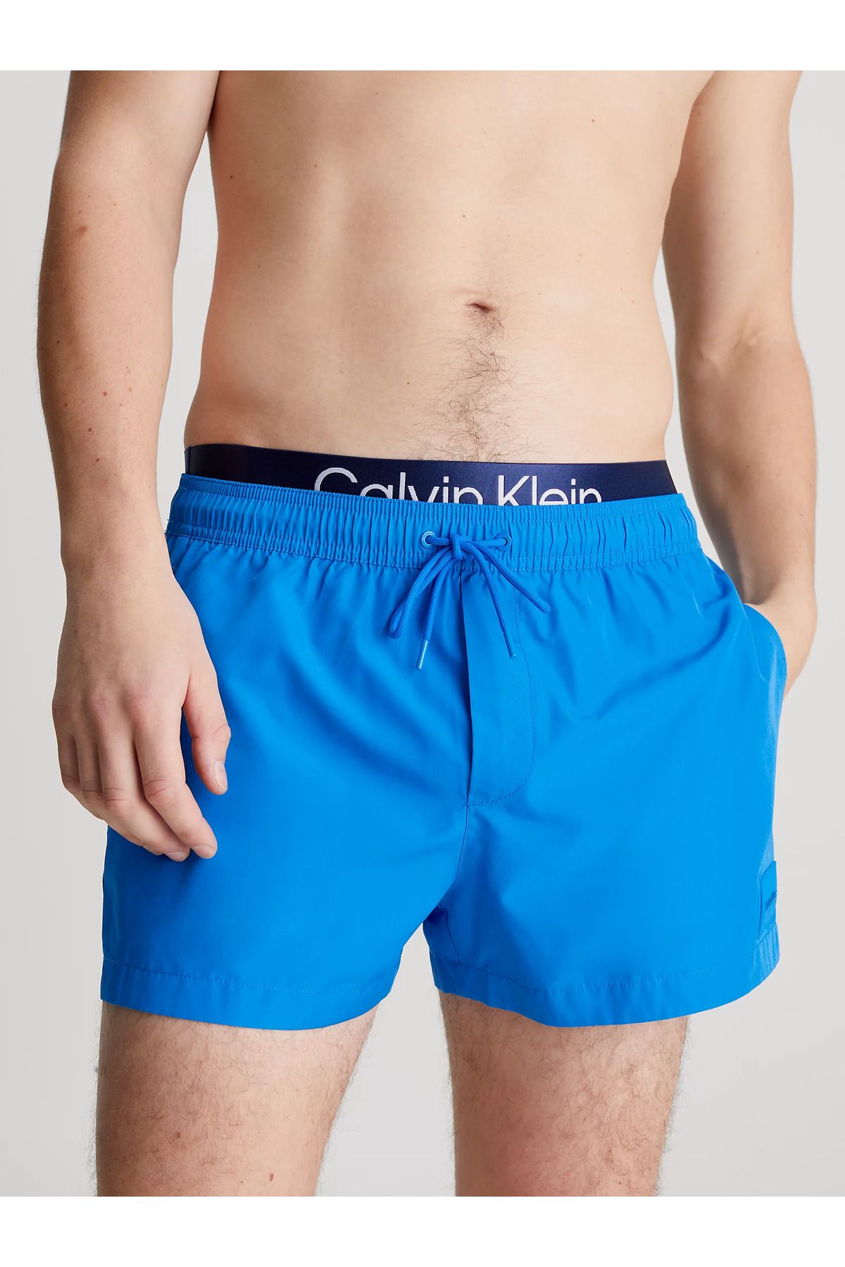 Calvin Klein Erkek Çabuk Kuruyan Kumaşlı Normal Kesim Mavi2 Deniz Şortu KM0KM00947-CZV