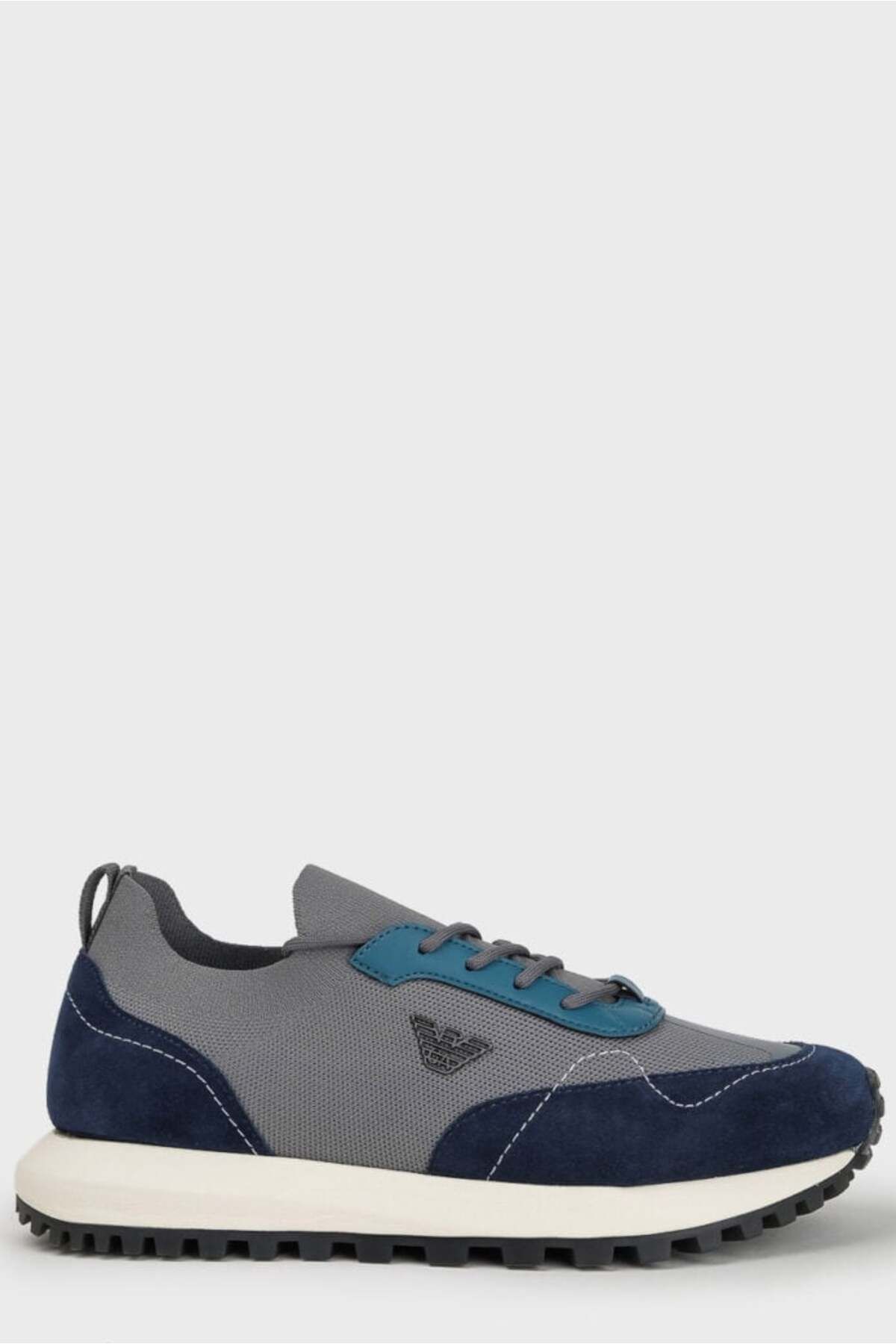 Emporio Armani Erkek Marka Logolu Bağcıklı Kaydırmaz Tabanlı Günlük Gri1 Sneaker X4X659 XR105-T861