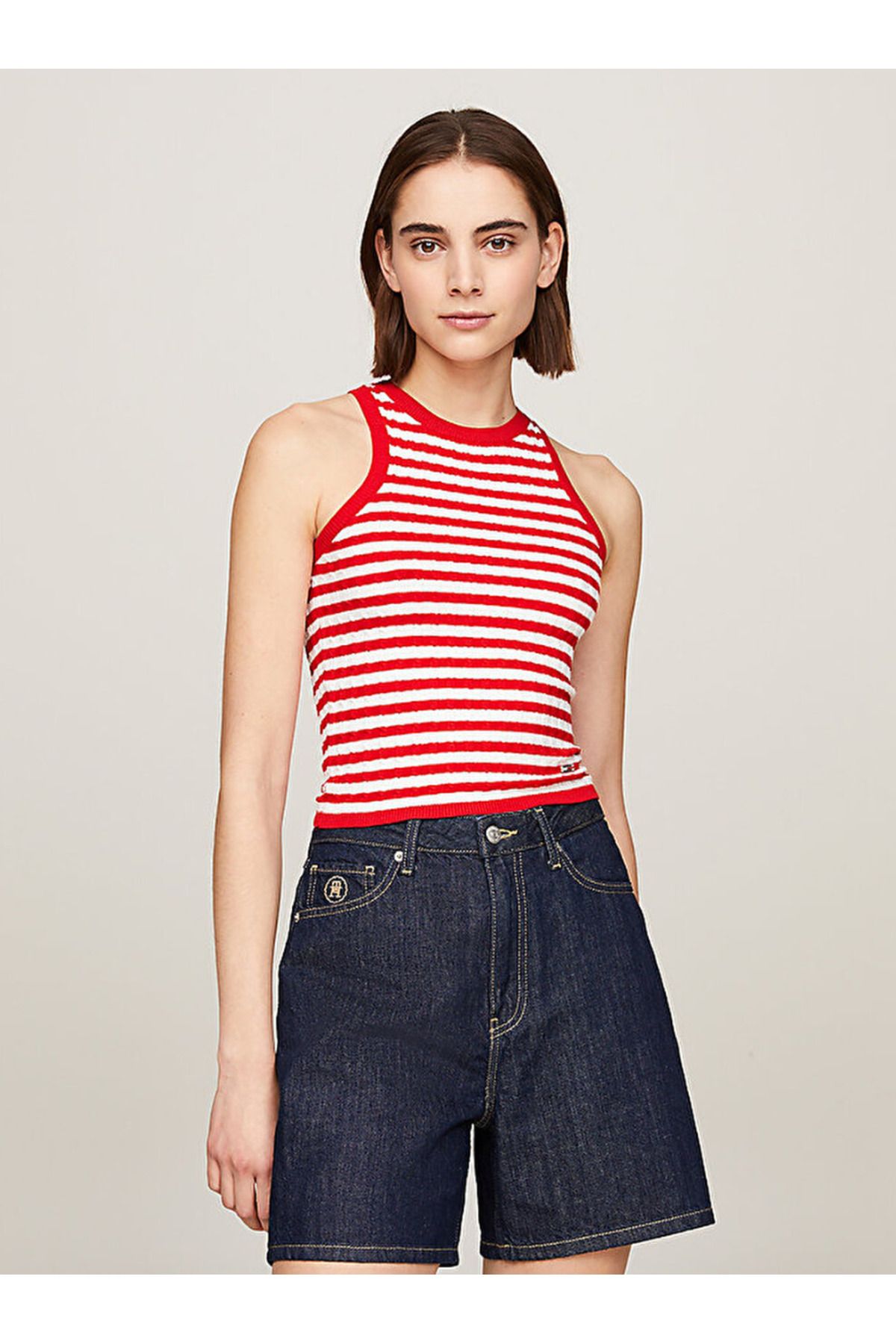 Tommy Hilfiger Micro Cable Knit Stripe Tank Top