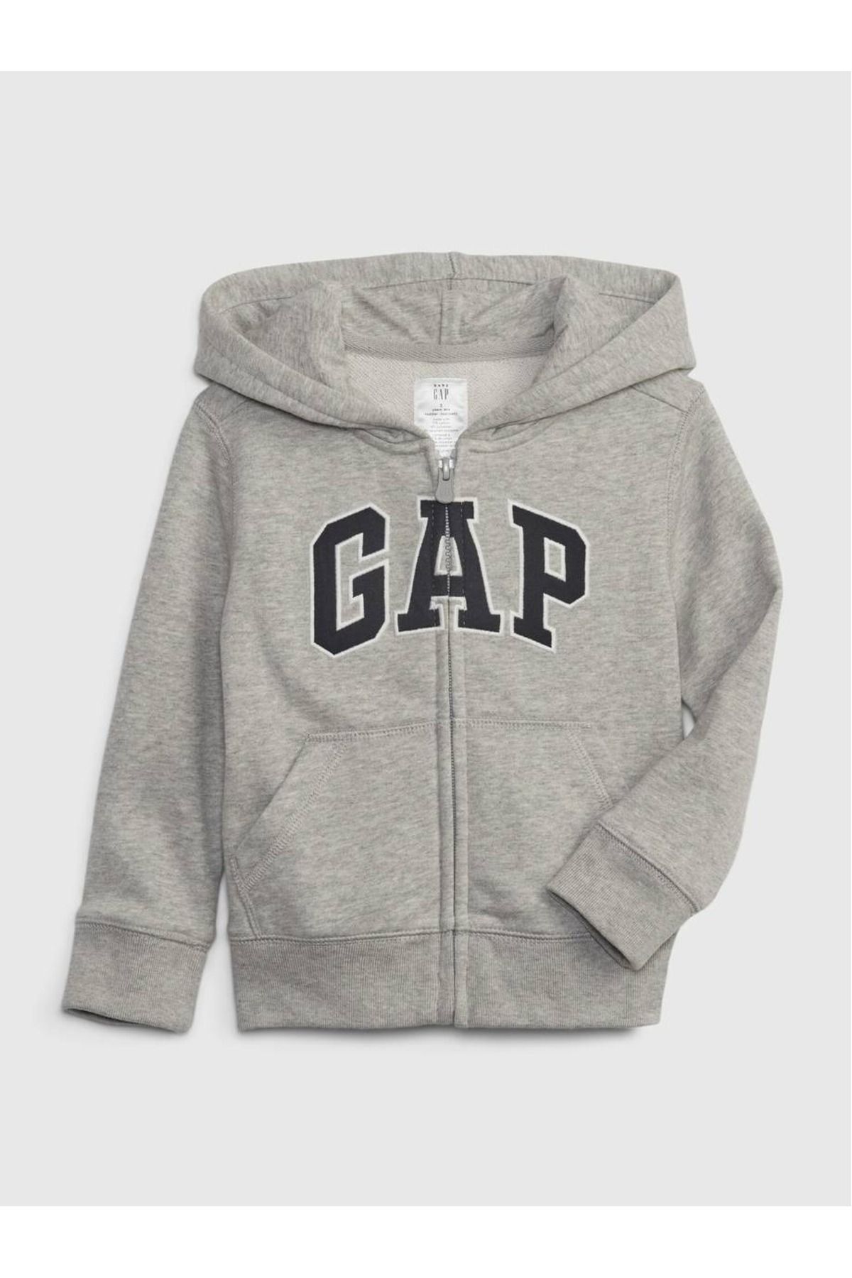 GAP Erkek Bebek Gri Gap Logo Fermuarlı Sweatshirt