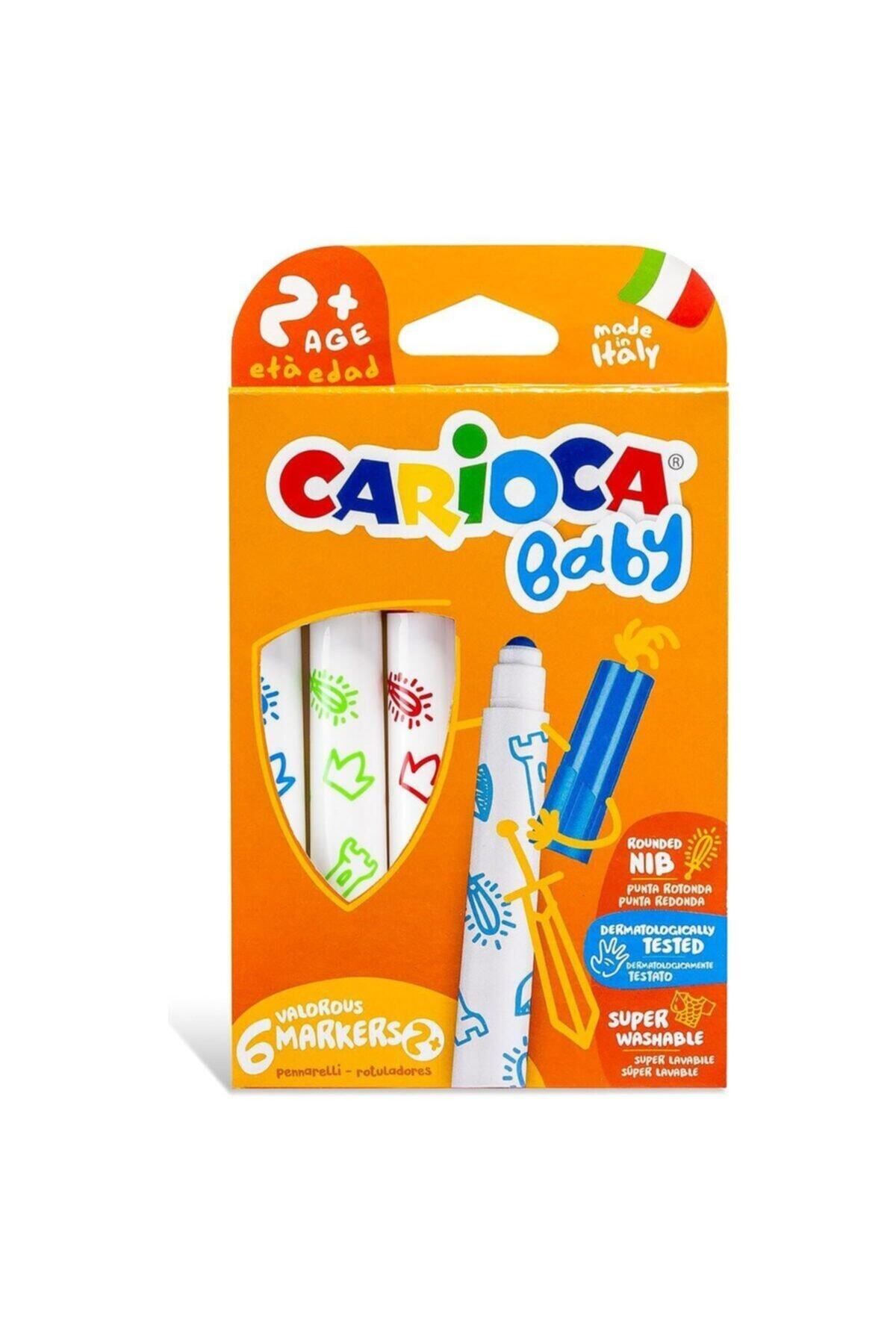 Carioca Bebek Ve Çocuklar Için Jumbo Keçeli Boya Kalemi 6'lı 6 Adet Yıkanabilir Silinebilir