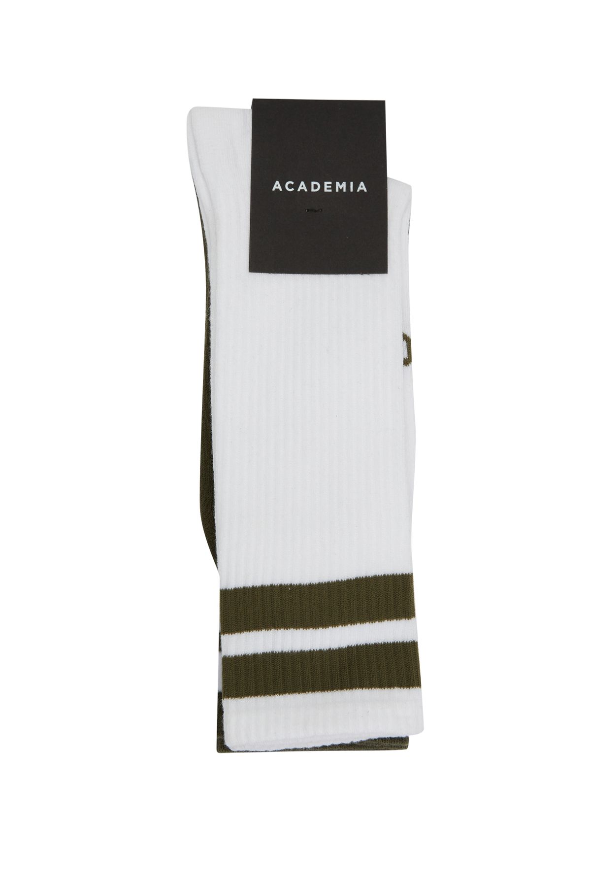 Academia Beyaz Yeşil 2li Çizgili Erkek Çorap