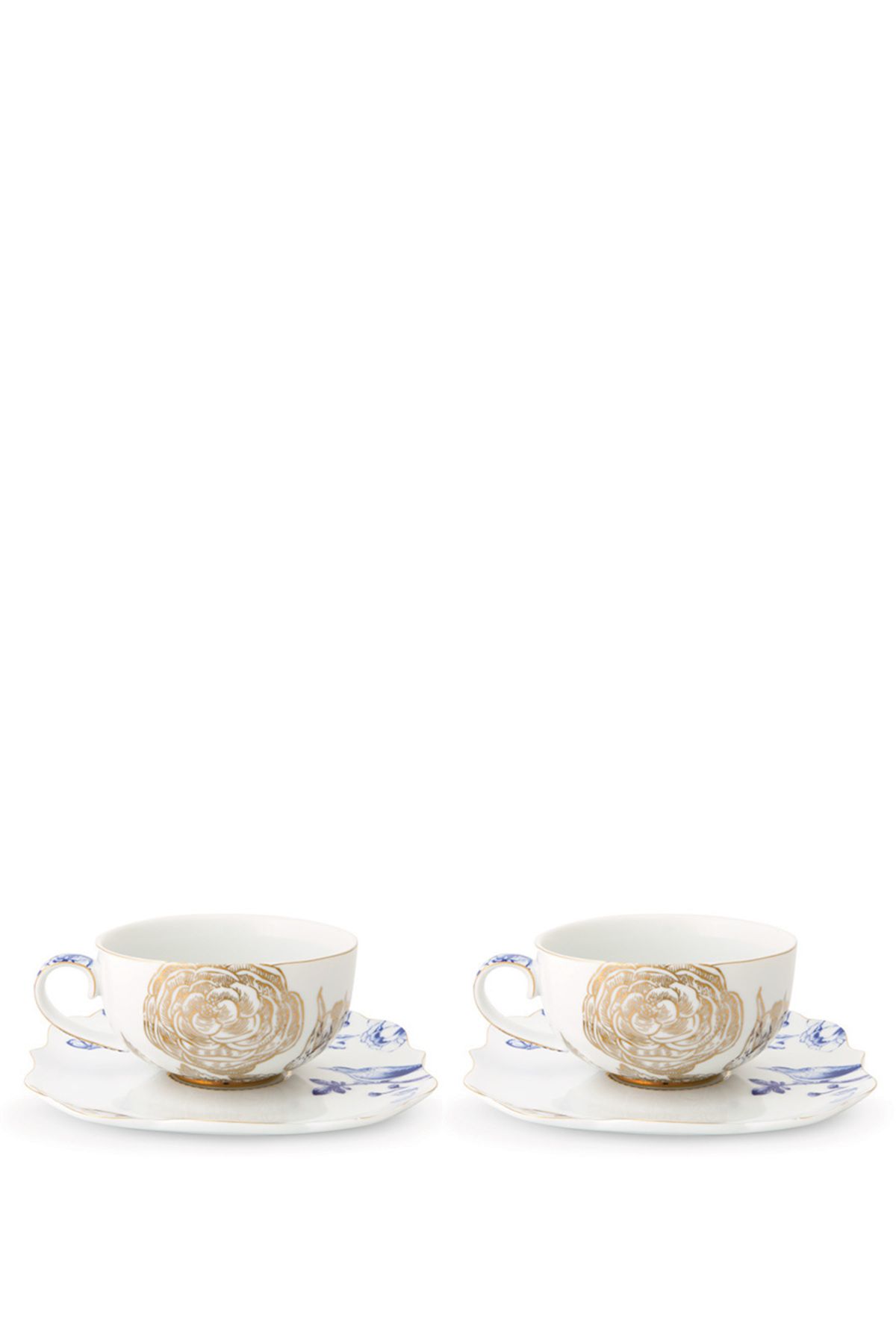 Pip Studio Royal Beyaz İkili Altın Çiçek Desenli Çay Fincanı