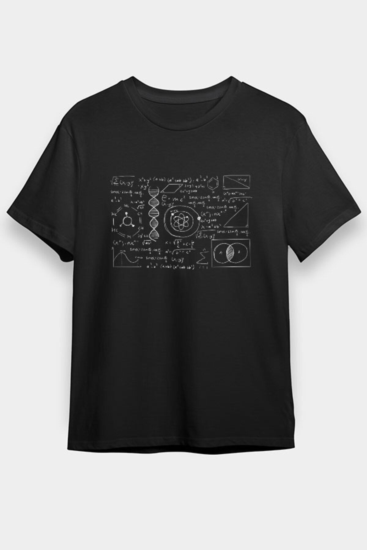 Darkhane Kimya Fizik Matematik Denklemleri Siyah Unisex Tişört T-Shirt