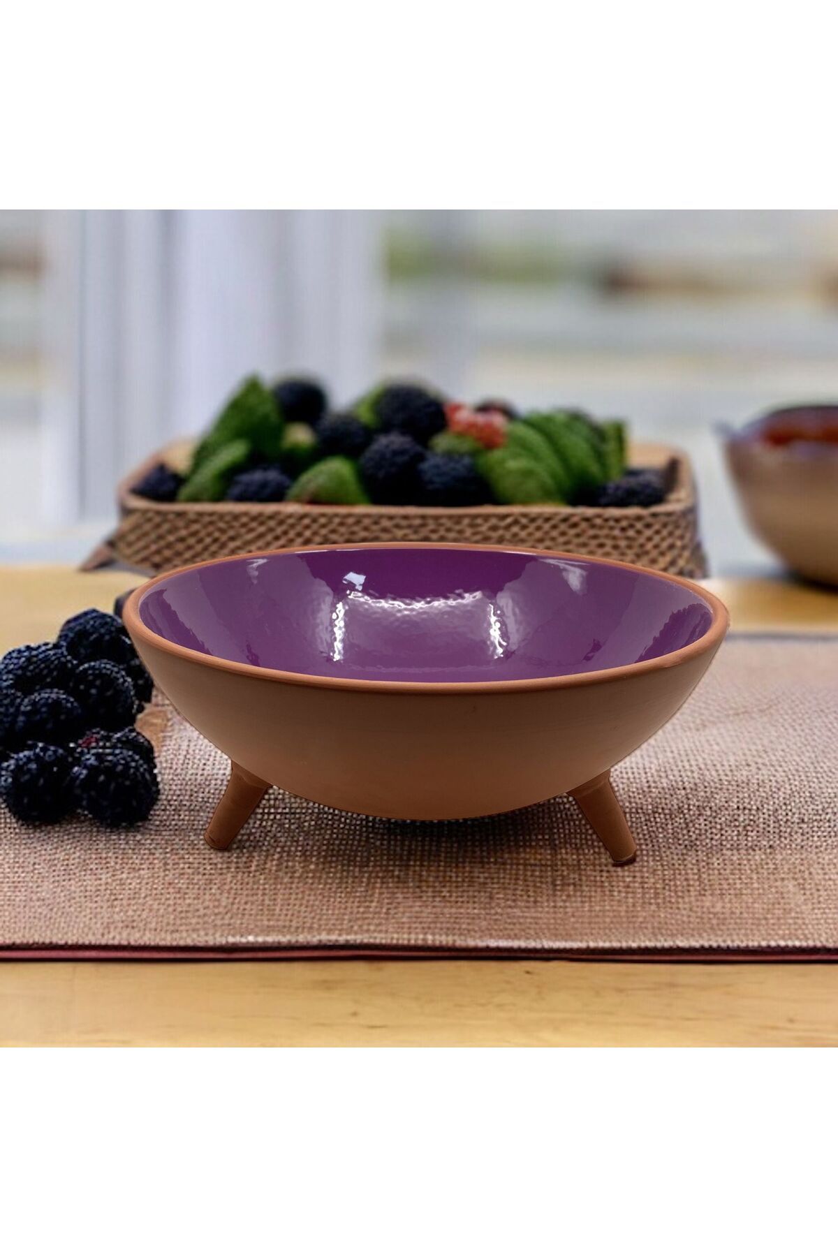Berra Ceramic 30 cm Ayaklı Meyve & Salata & Dekor Kasesi