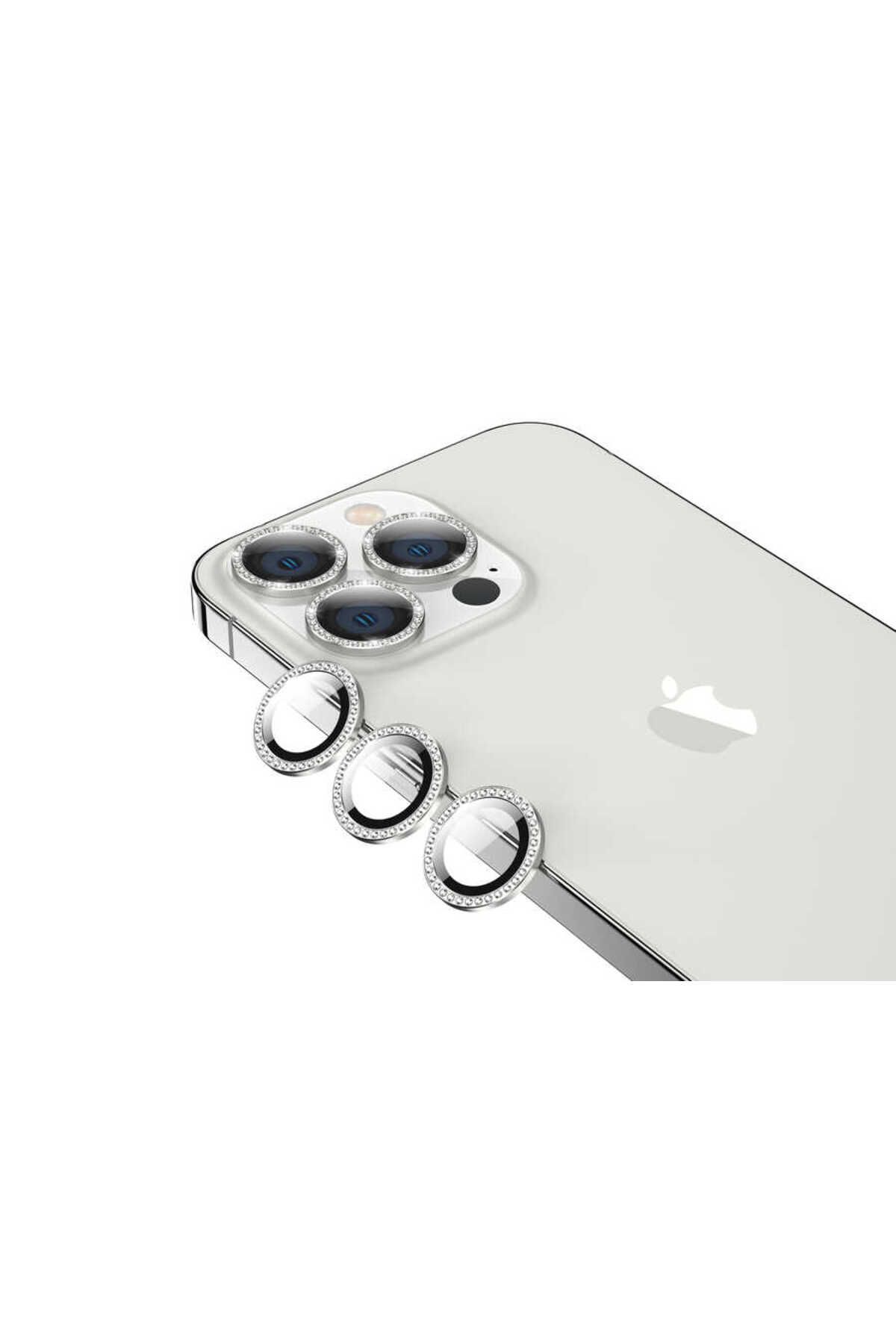Zore iPhone 13 Pro Uyumlu Baltazar CL-06 Kamera Lens Koruyucu-Gümüş