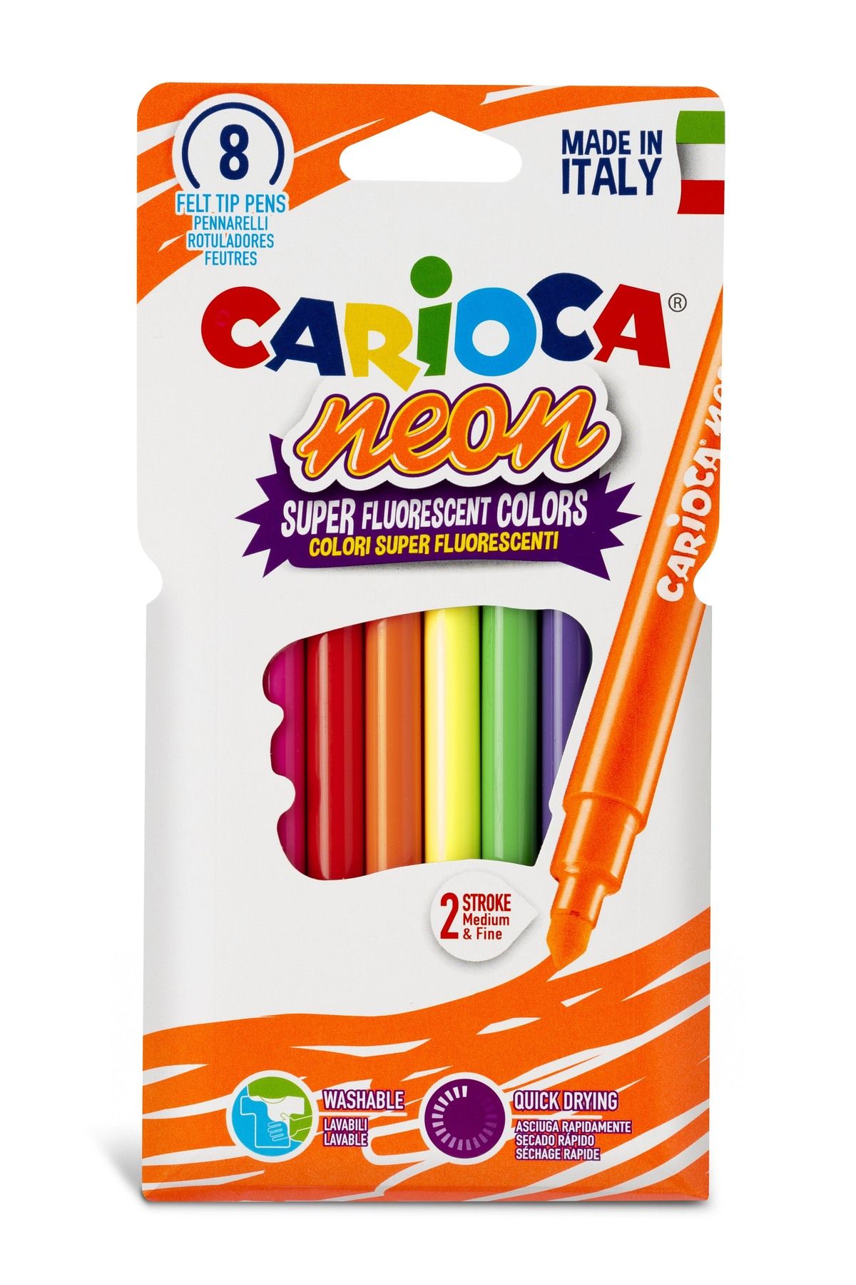 Carioca Neon Yıkanabilir Keçeli Boya Kalemi 8'li