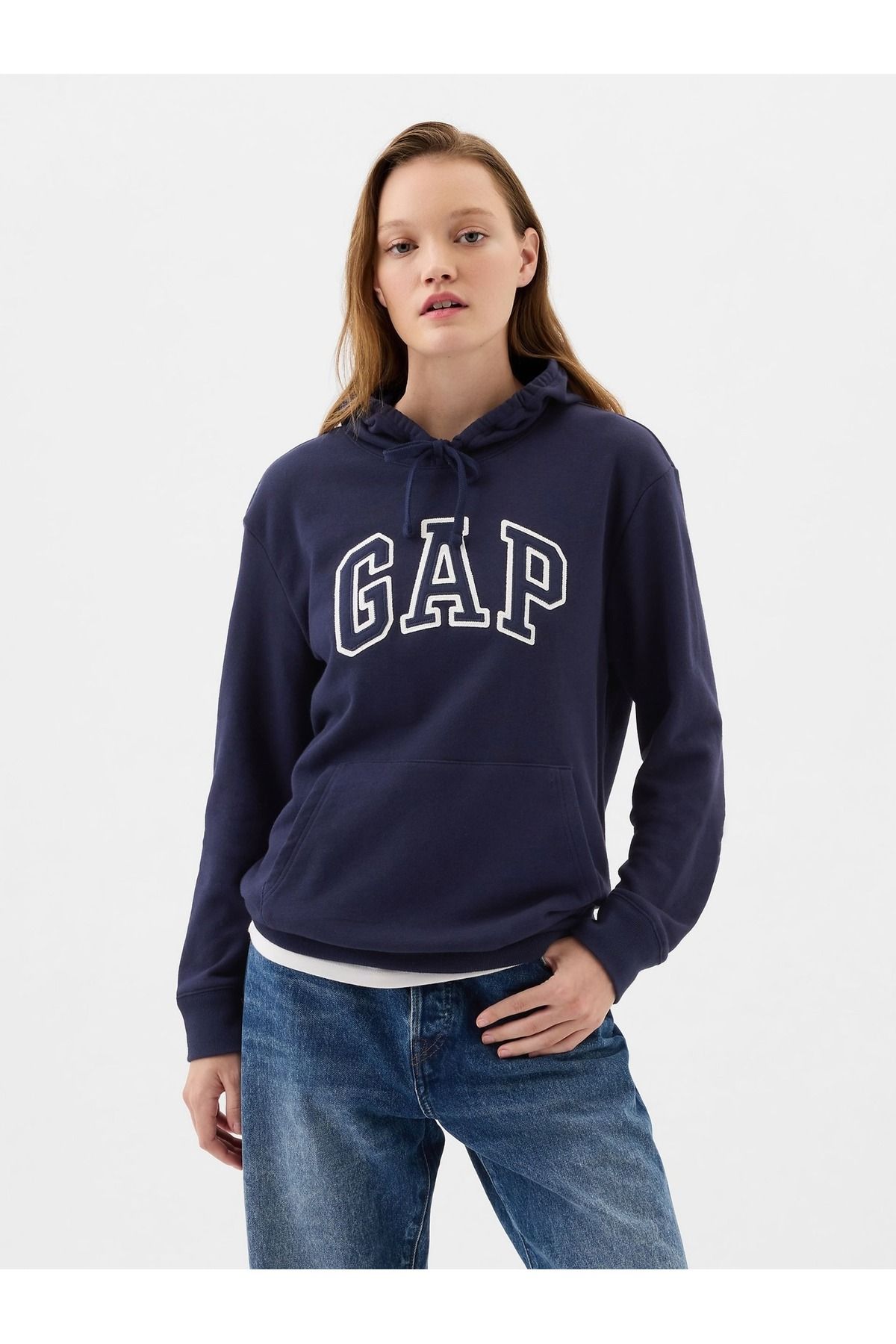 GAP Kadın Lacivert Gap Logo Fransız Havlu Kumaş Sweatshirt